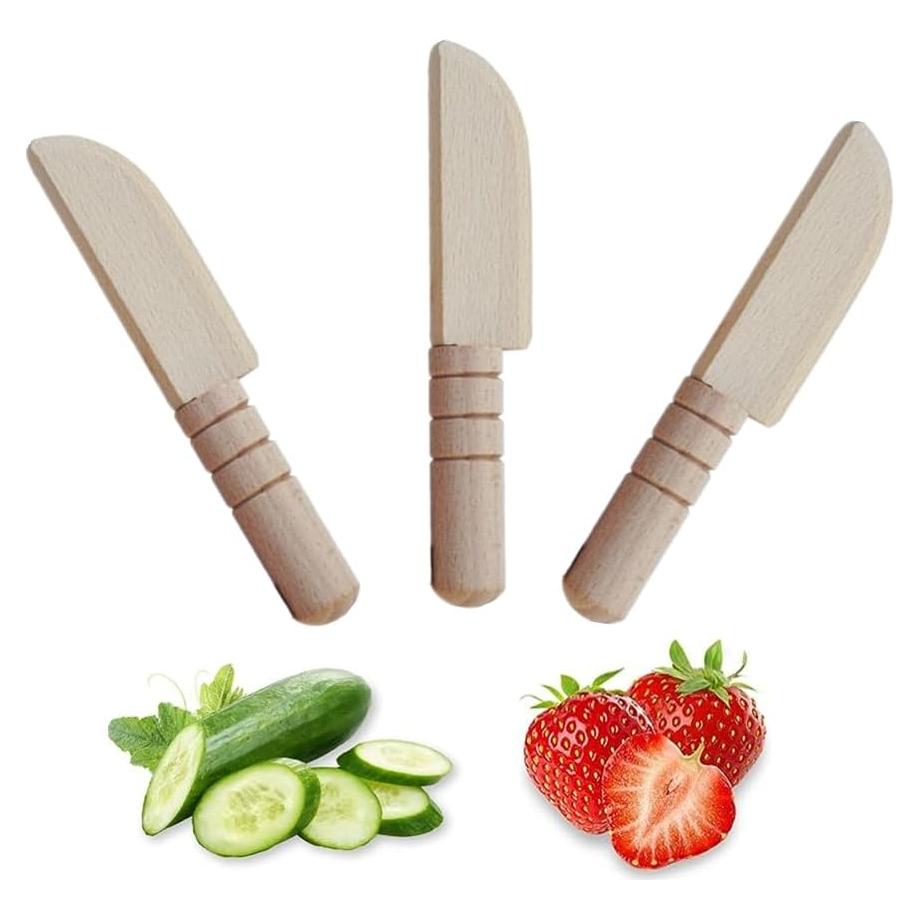 3 Cuchillos de Madera para Niños TDGBIH - Seguro y Ergonómico