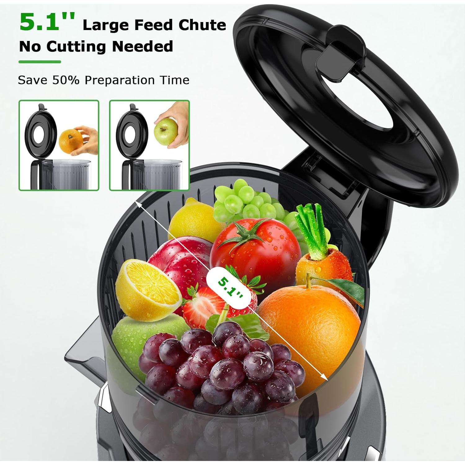 Exprimidor de Prensa en Frío OMMO 300W Gris - 5.1" para Frutas