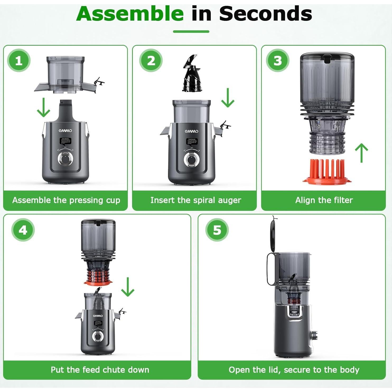 Exprimidor de Prensa en Frío OMMO 300W Gris - 5.1" para Frutas