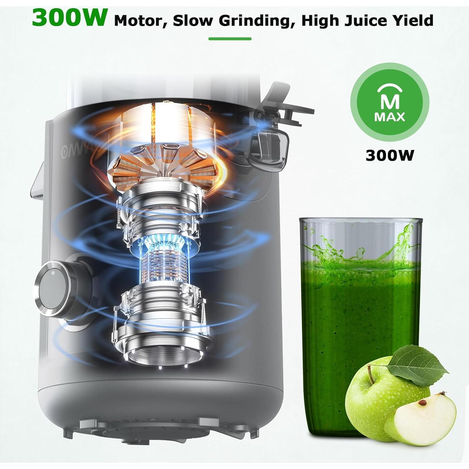 Exprimidor de Prensa en Frío OMMO 300W Gris - 5.1" para Frutas