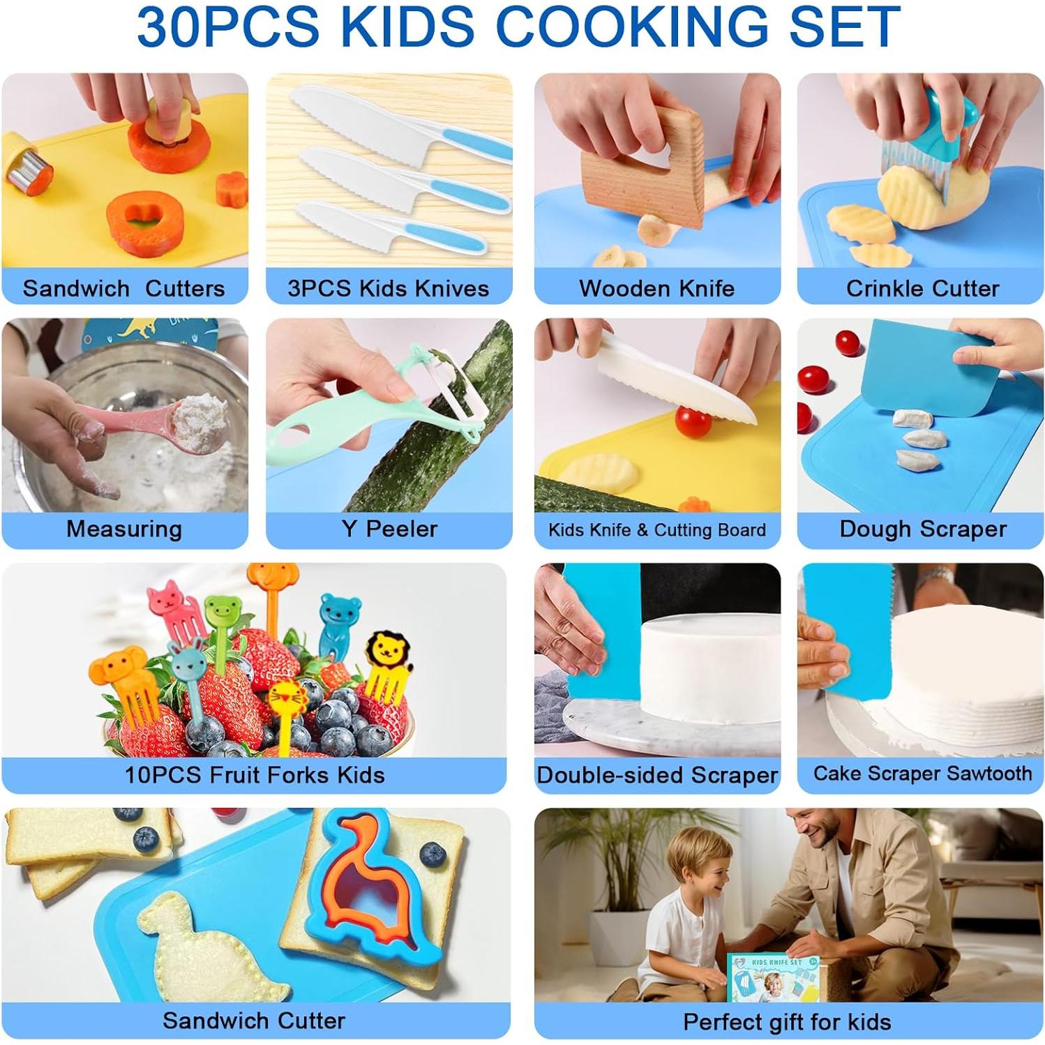 Juego de cocina para niños 30 piezas Carolart - Cuchillos seguros