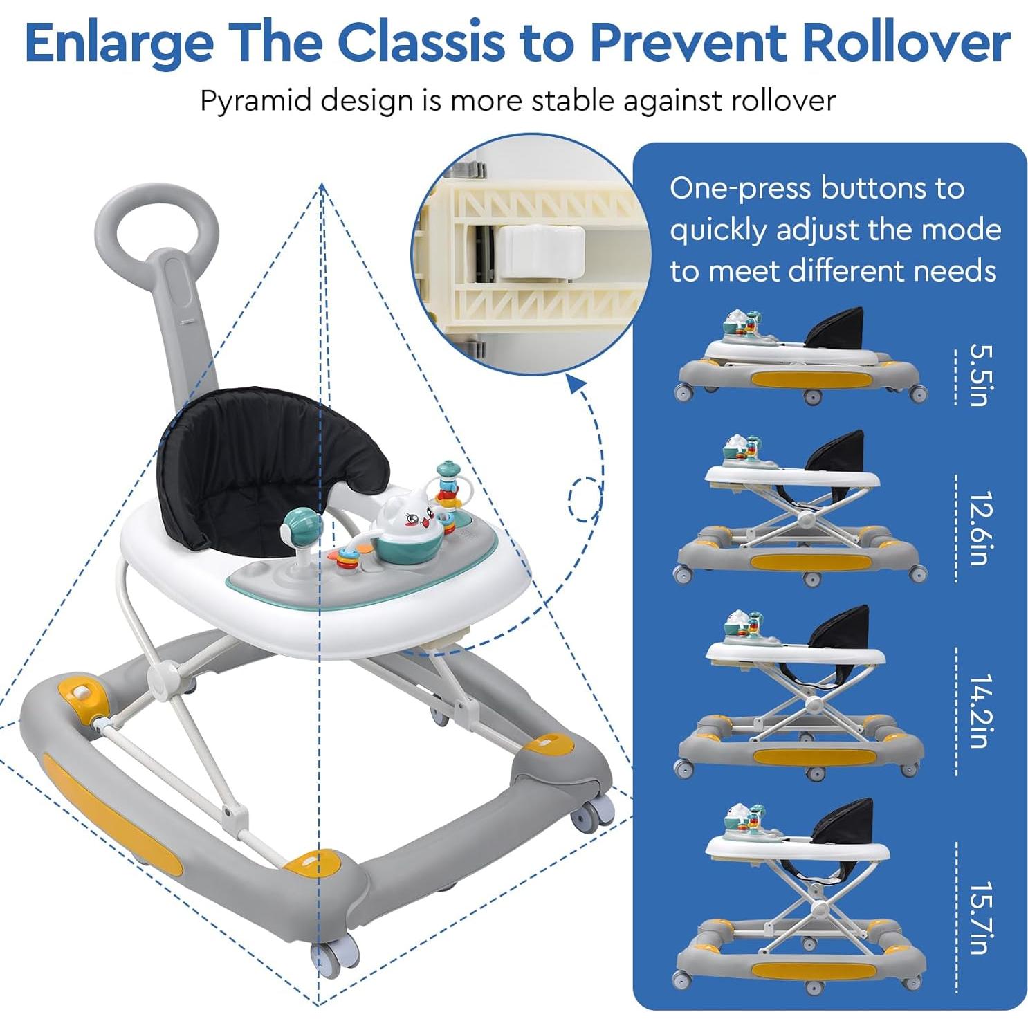 Caminador 5 en 1 para Bebés Ajustable con Música y Luces