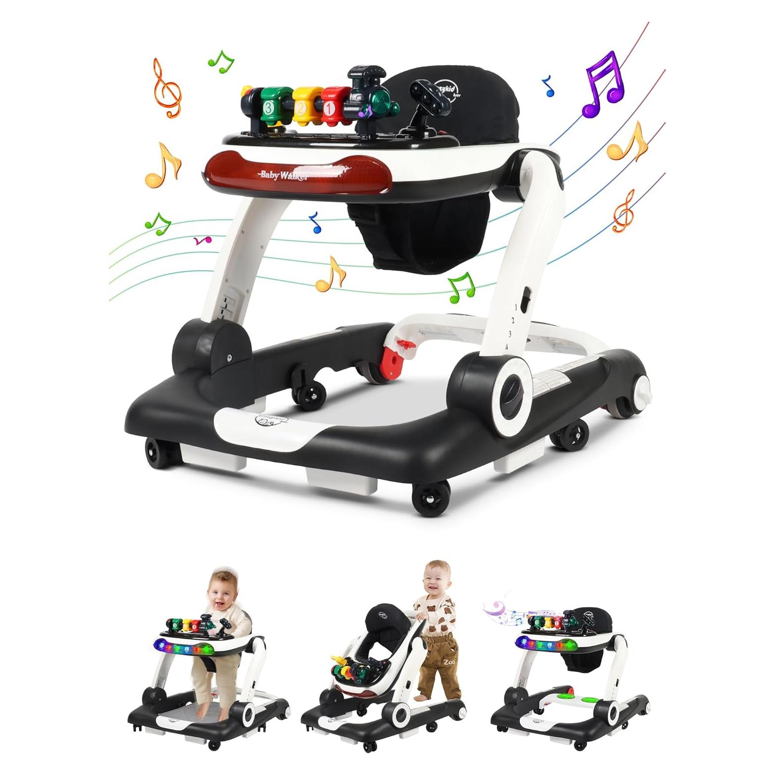 Andador Multifuncional 6 en 1 para Bebés Negro - Con Música y Luz