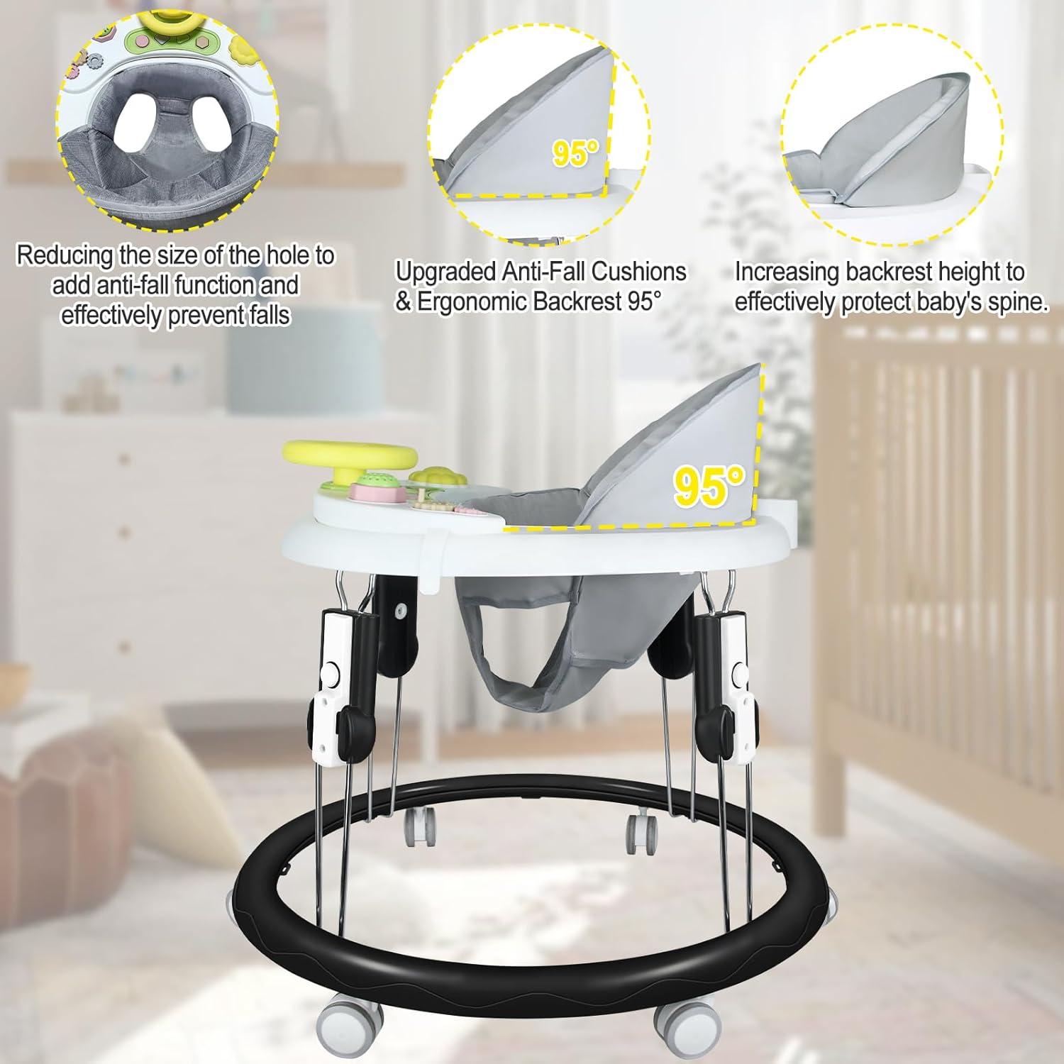 Andador Plegable para Bebés 5 en 1 con Ruedas y Música