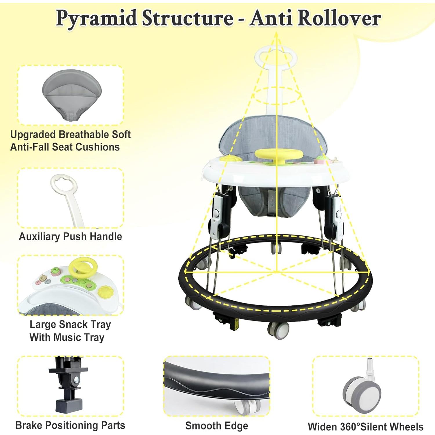 Andador Plegable para Bebés 5 en 1 con Ruedas y Música
