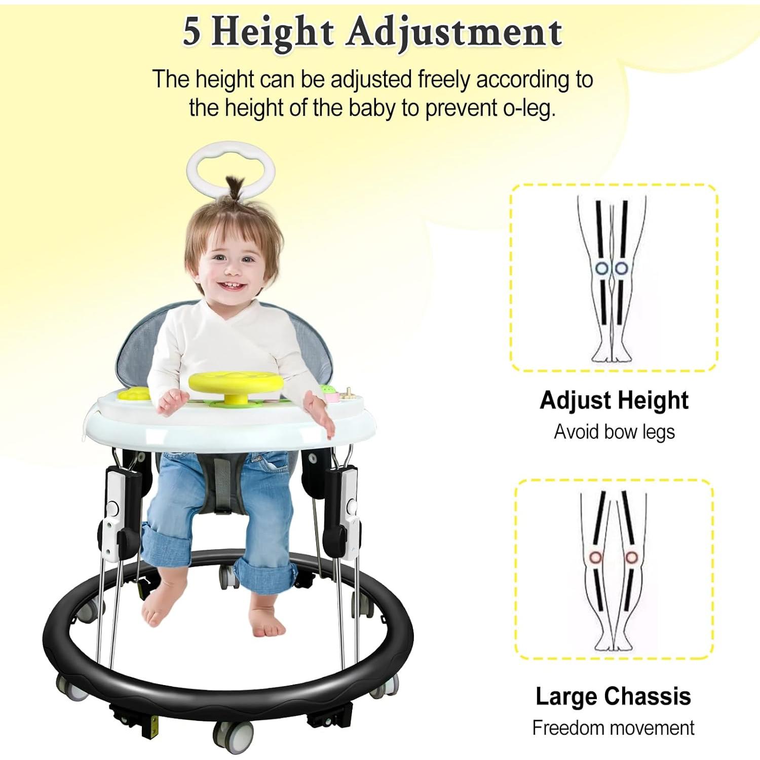 Andador Plegable para Bebés 5 en 1 con Ruedas y Música