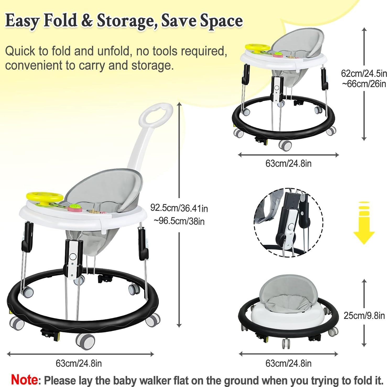 Andador Plegable para Bebés 5 en 1 con Ruedas y Música