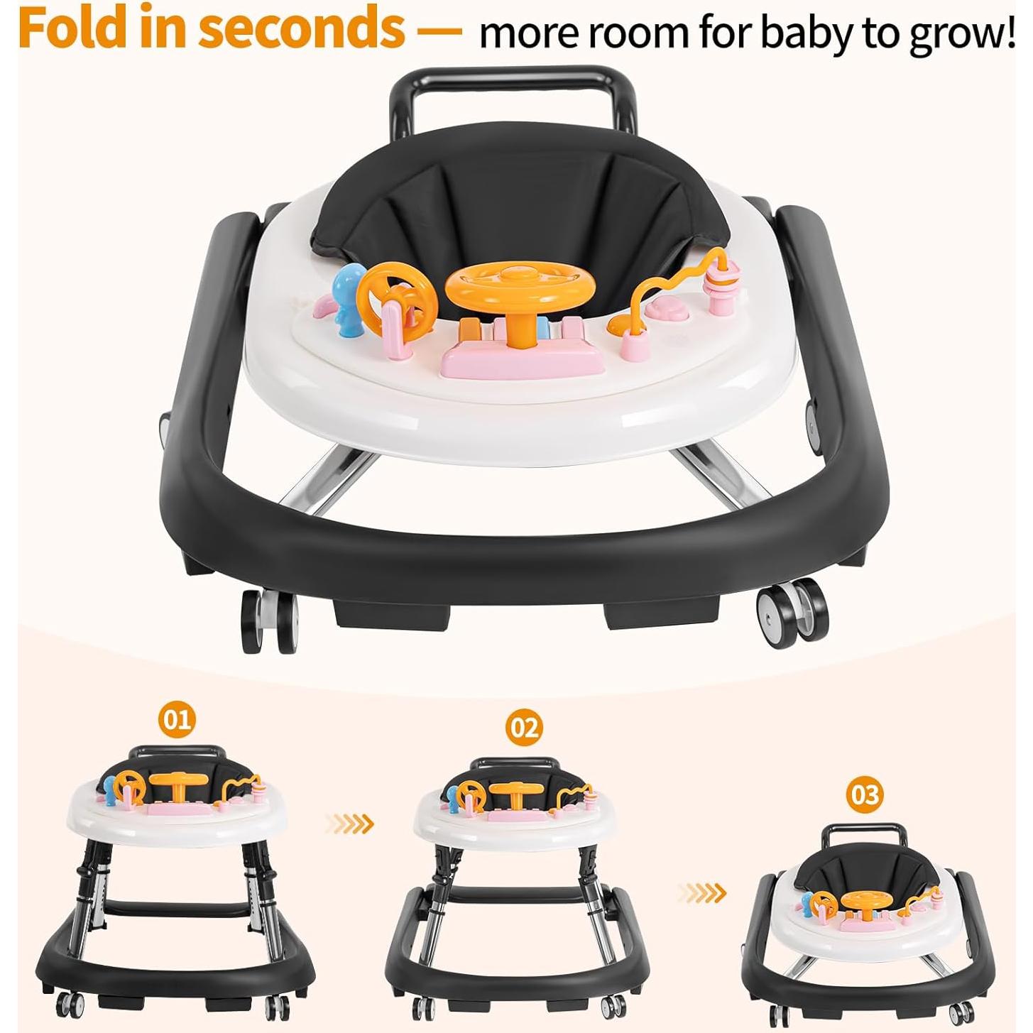 Andador Plegable para Bebés - 9 Alturas Ajustables, Centro de Actividades