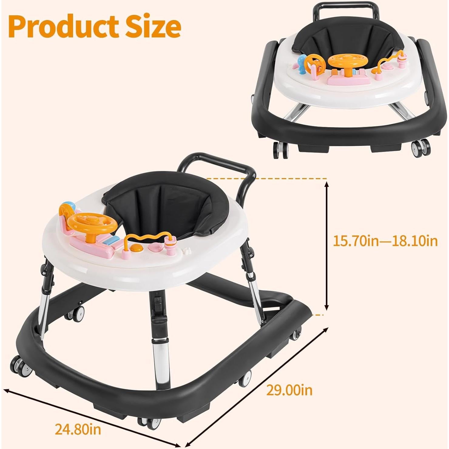 Andador Plegable para Bebés - 9 Alturas Ajustables, Centro de Actividades