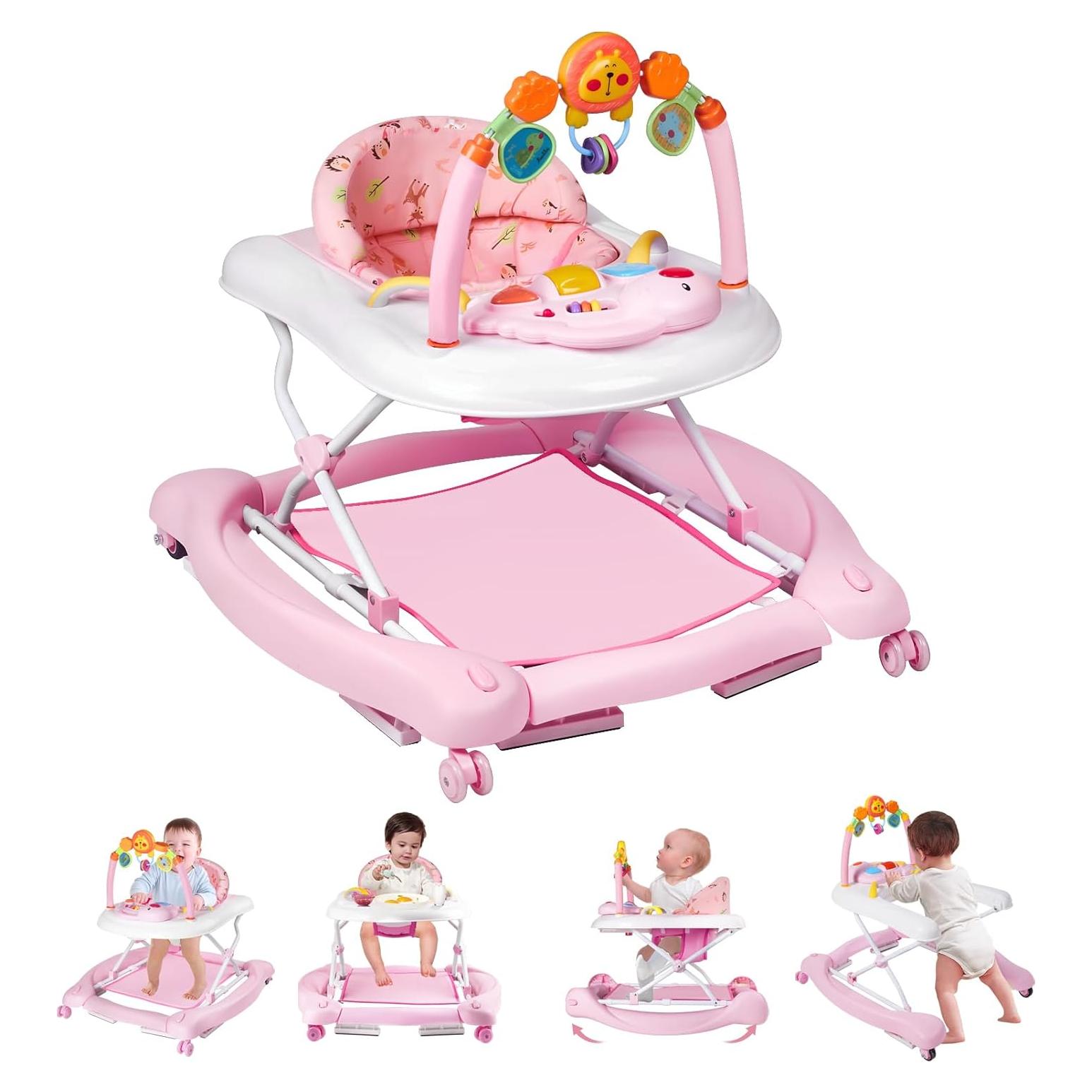 Andador Plegable 5 en 1 para Bebé Re-022 Rosa, Ajustable