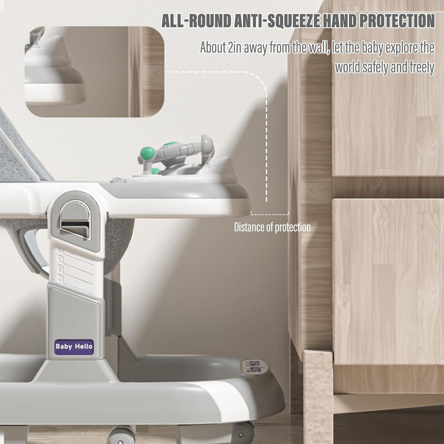 Andador Plegable 3-en-1 Coche para Bebés 6-18 Meses Gris