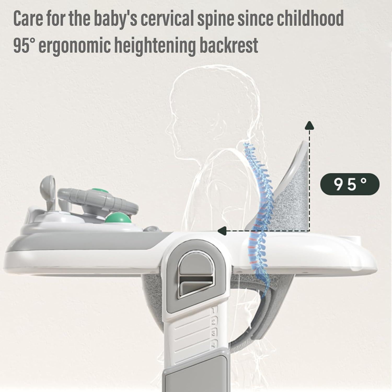 Andador Plegable 3-en-1 Coche para Bebés 6-18 Meses Gris