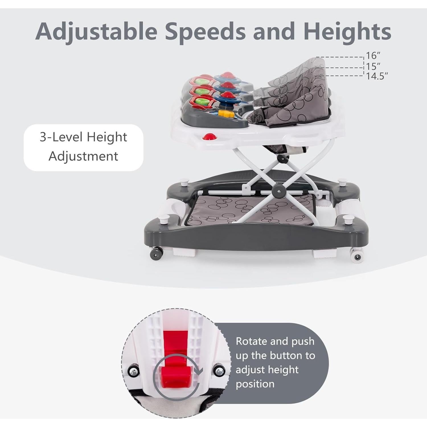 Andador 5 en 1 INFANS para Bebés Ajustable con Música y Cojín Lavable