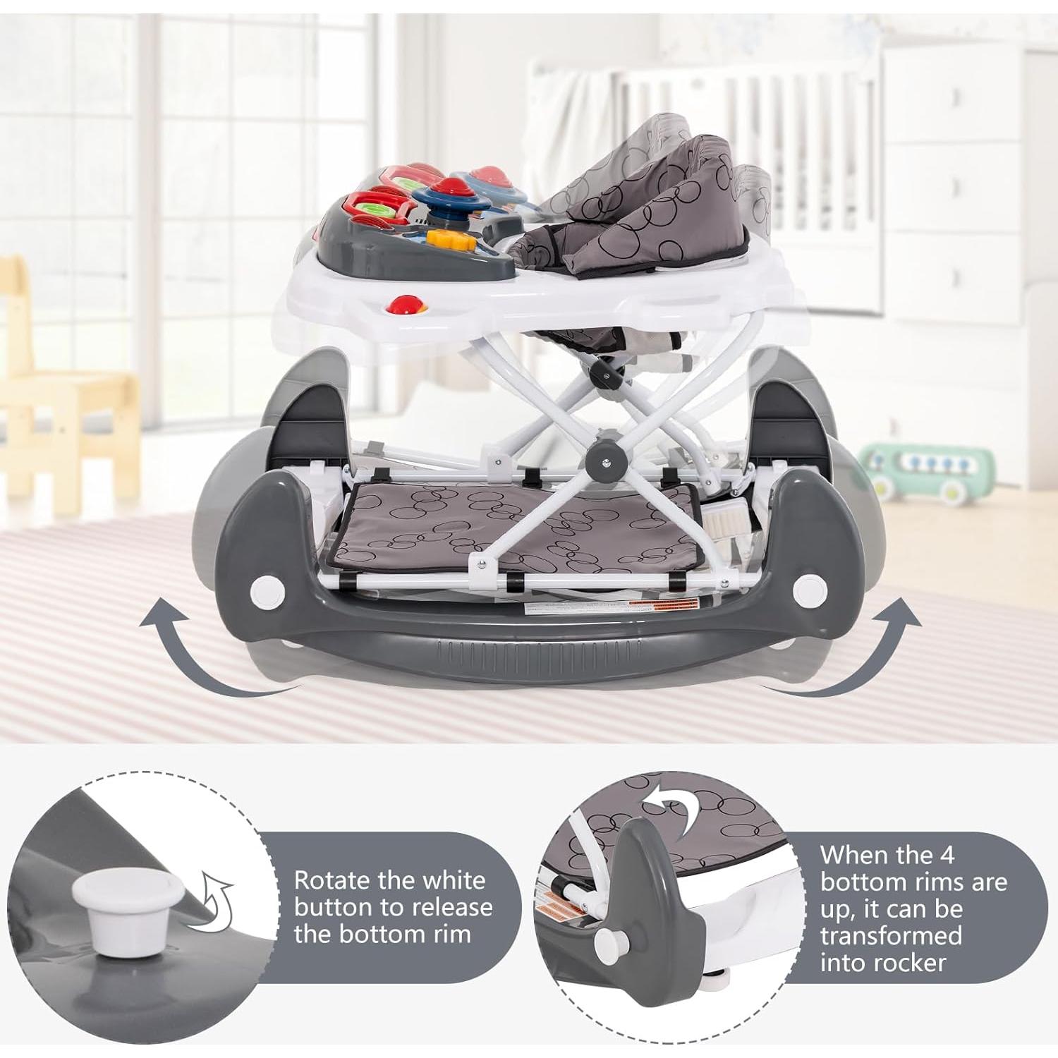 Andador 5 en 1 INFANS para Bebés Ajustable con Música y Cojín Lavable