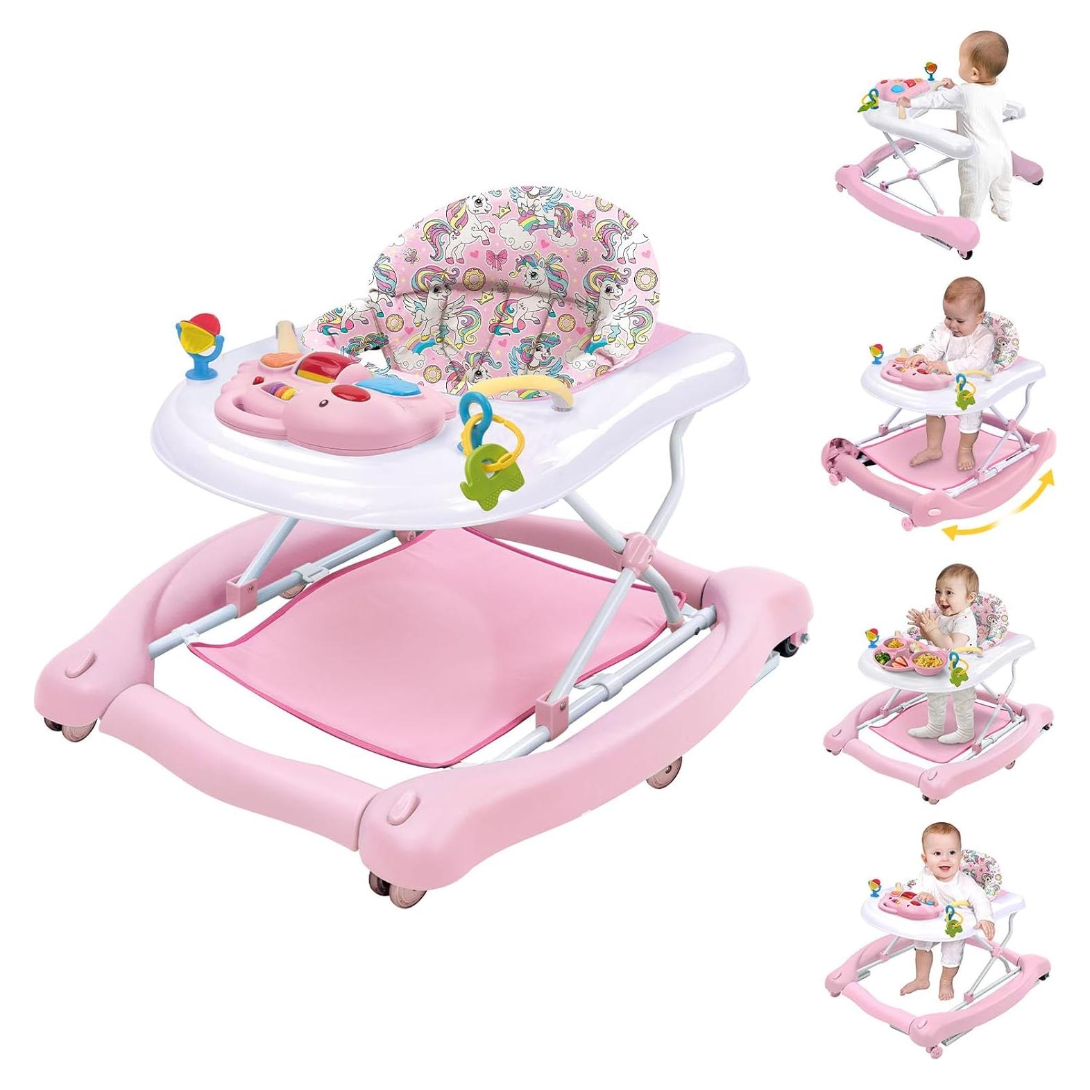 Andador Plegable 5 en 1 Rosa - W2233DU2, Altura Ajustable