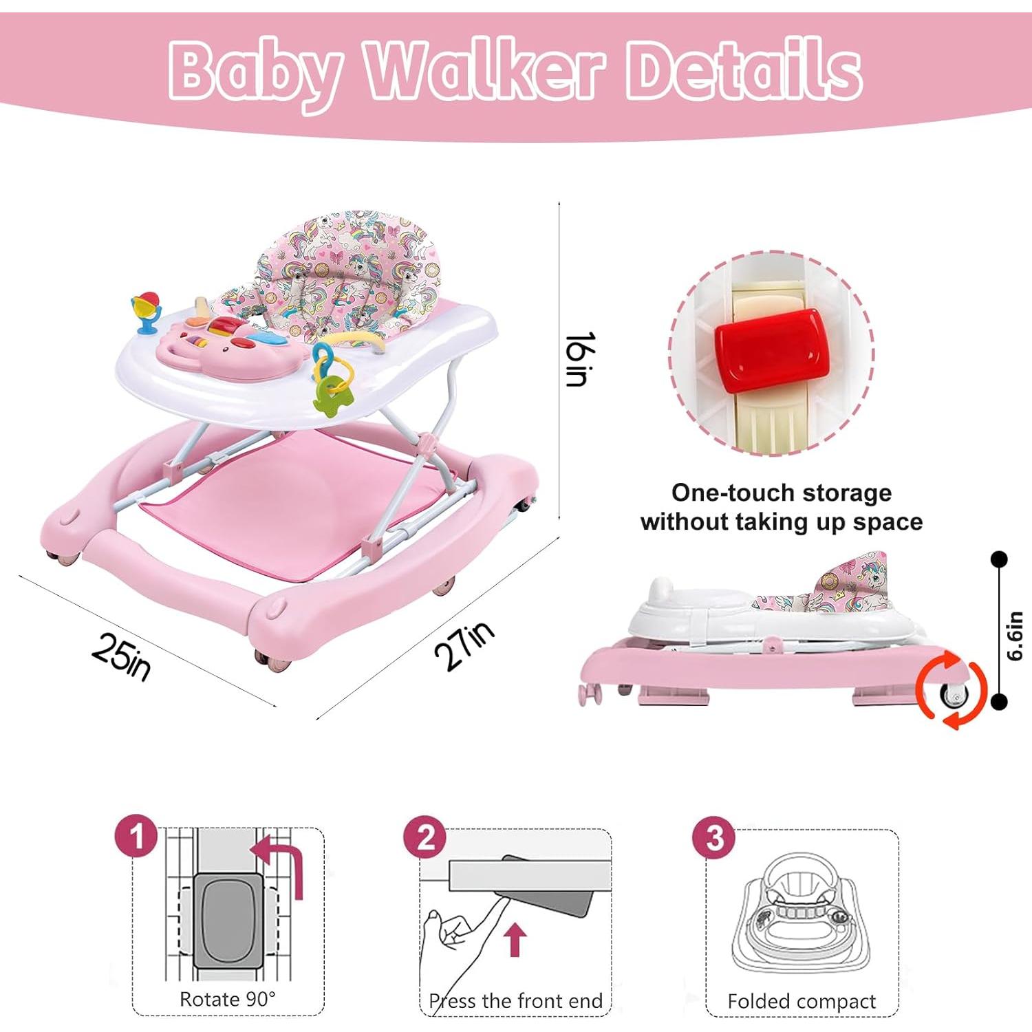 Andador Plegable 5 en 1 Rosa - W2233DU2, Altura Ajustable