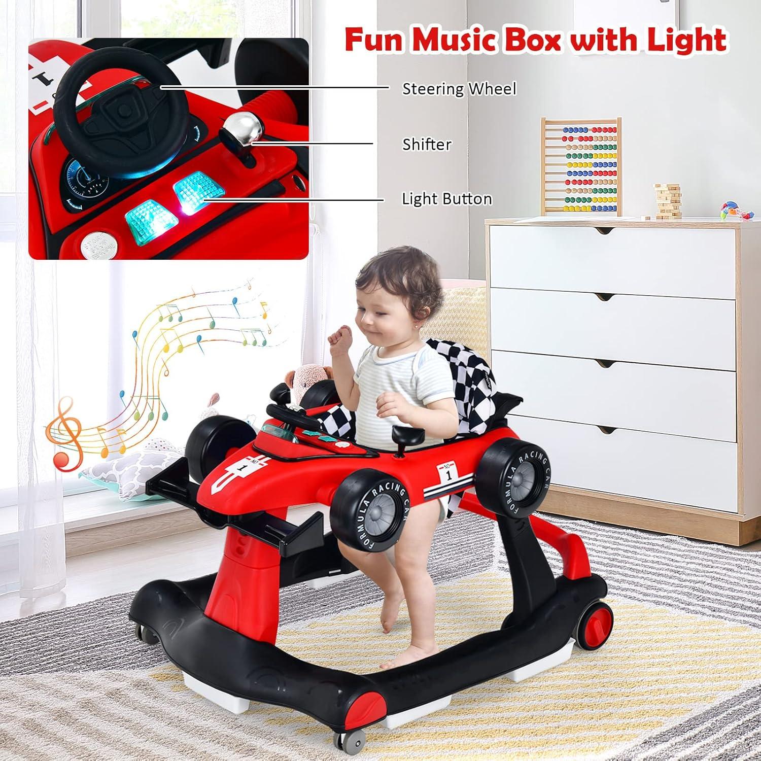 Andador 4-en-1 HONEY JOY para Bebés Rojo, 3 Alturas Ajustables