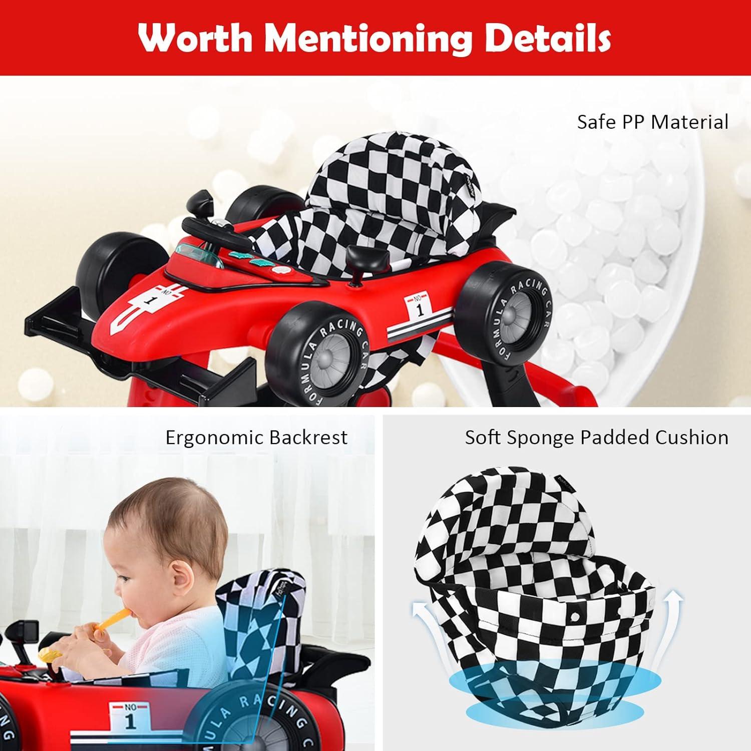 Andador 4-en-1 HONEY JOY para Bebés Rojo, 3 Alturas Ajustables