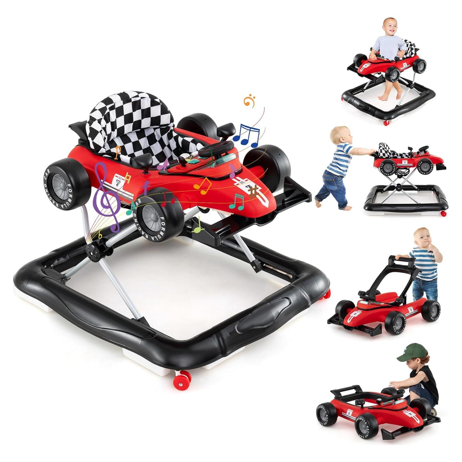 Andador HONEY JOY 4 en 1 Plegable para Bebés Ajustable Rojo