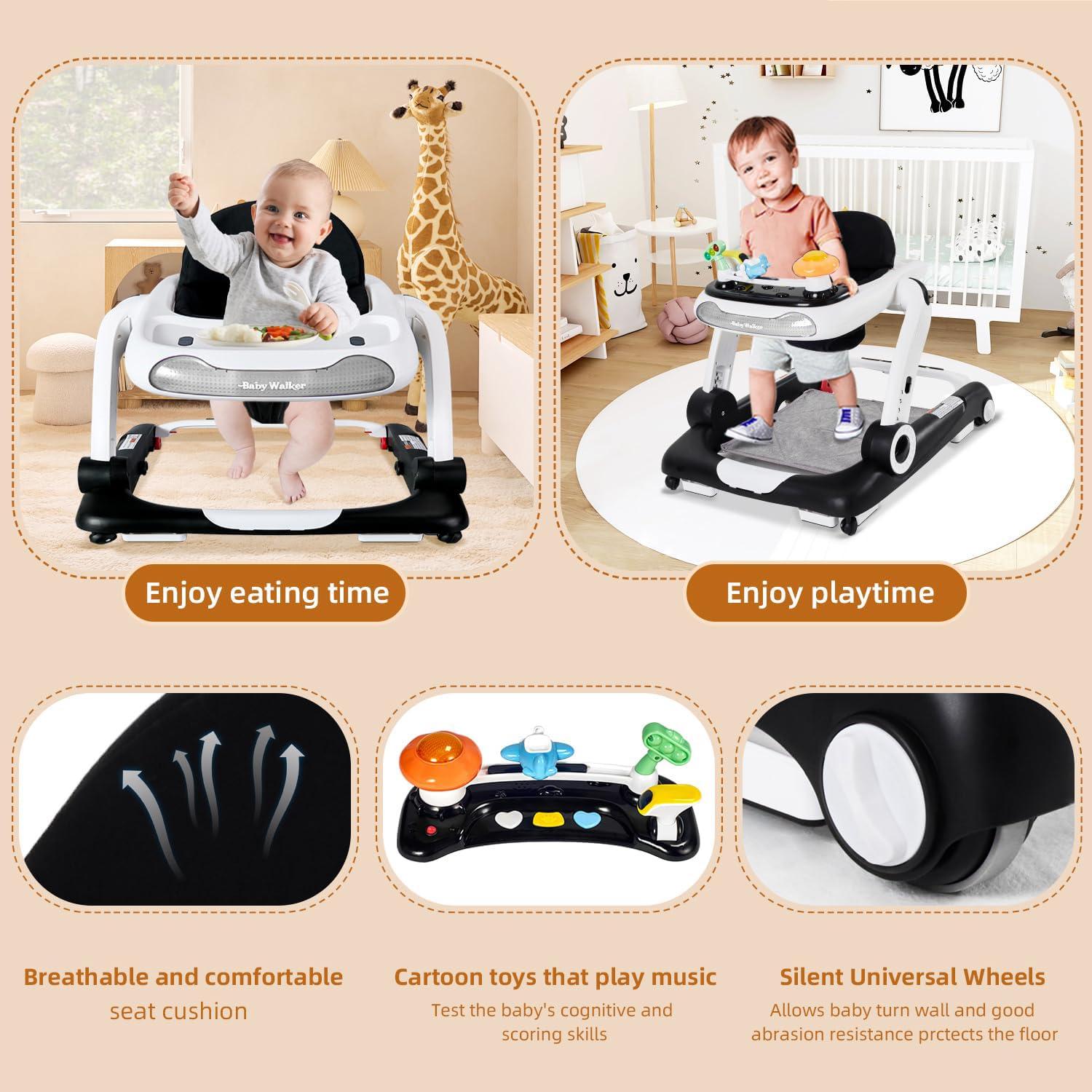 Andador Musical y de Luces para Bebés 5 en 1 - Negro