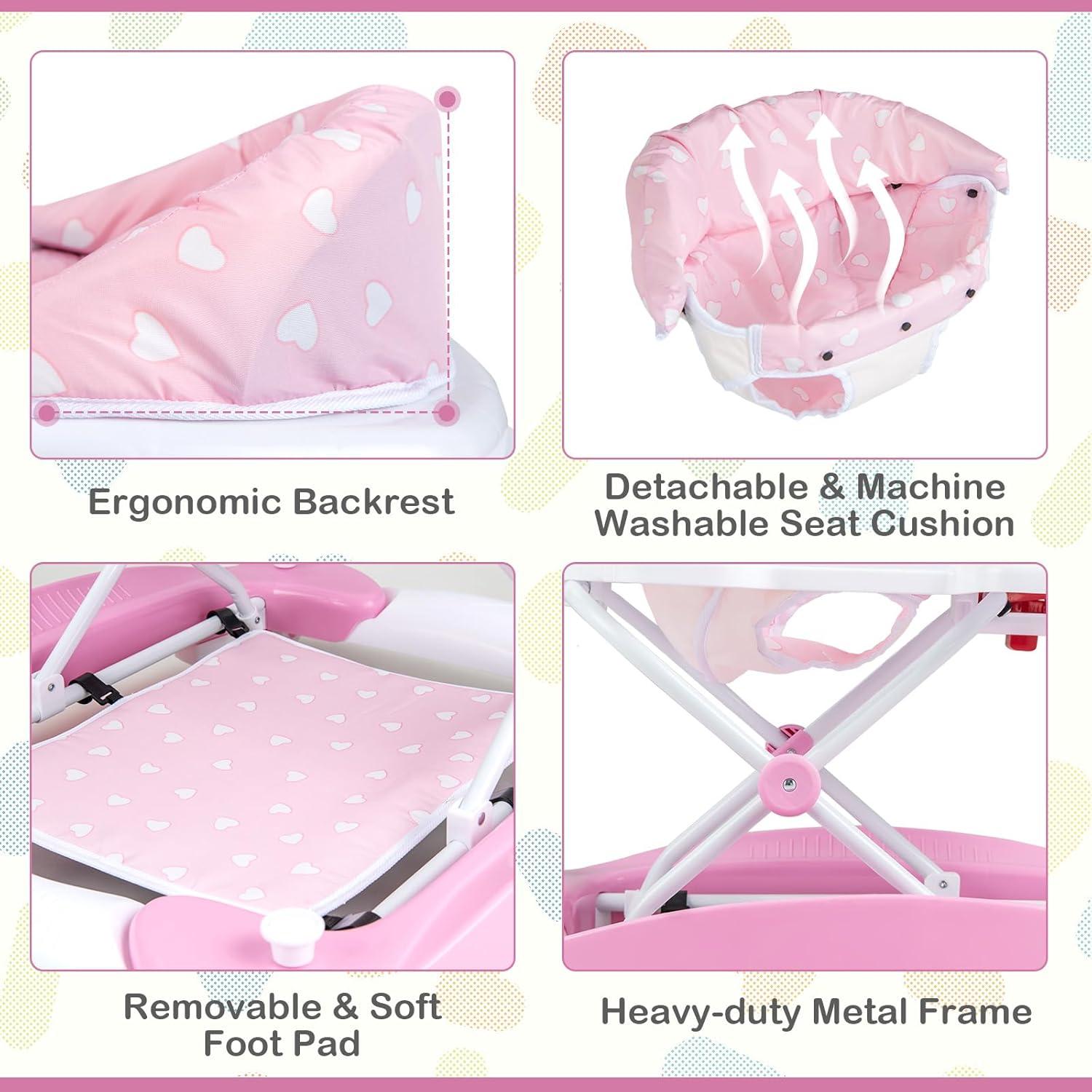 Andador 6-en-1 BABY JOY Plegable Rosa con Música y Luces