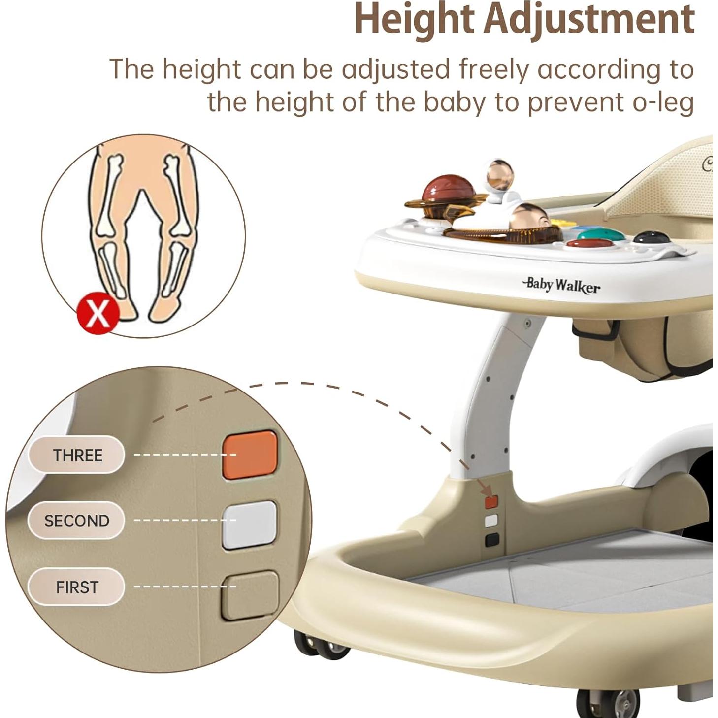 Andador para Bebés Aobalvn 5 en 1 con Música y Luces Amarillo