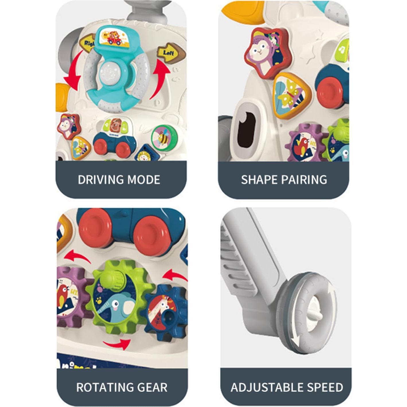 Andador 3 en 1 Gris para Bebés - Mesa de Juegos y Juguete