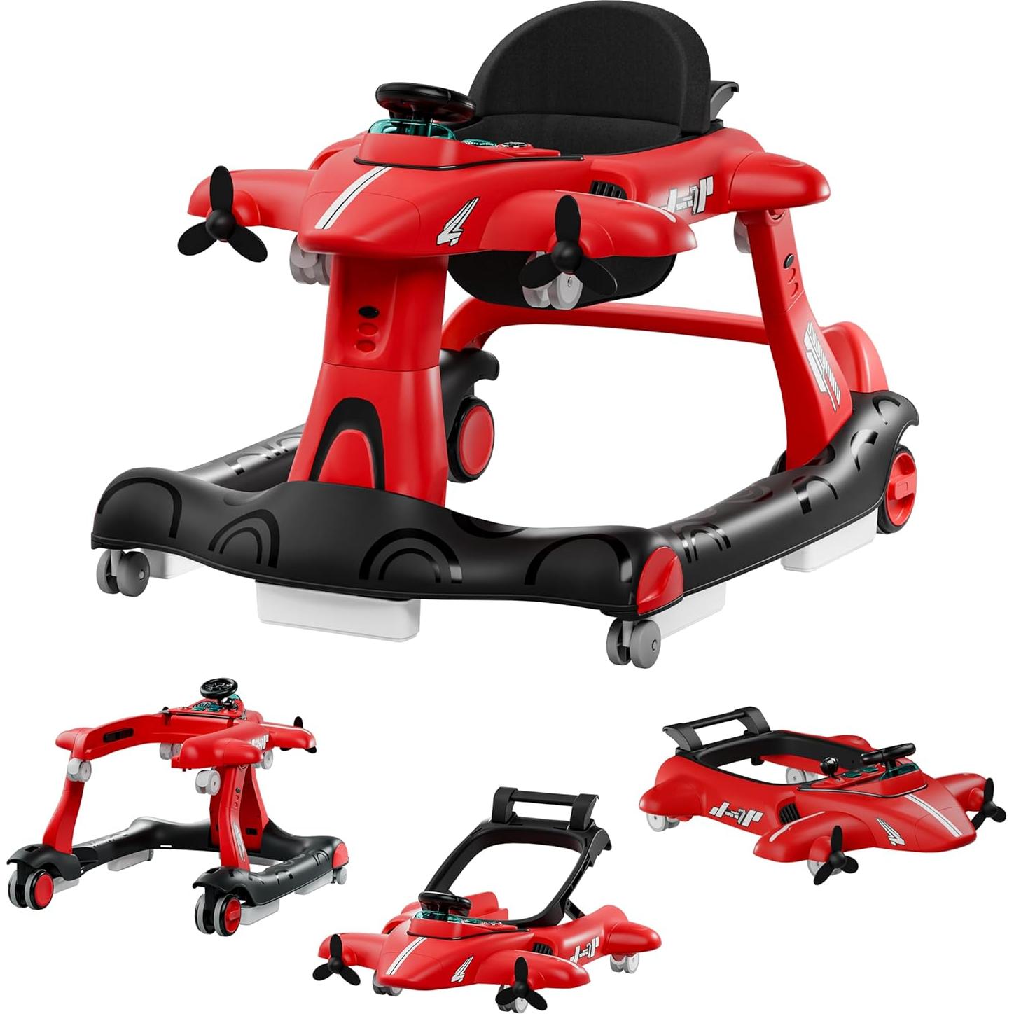 Andador 6-en-1 Xilingol para Bebés Rojo, Altura Ajustable, Música