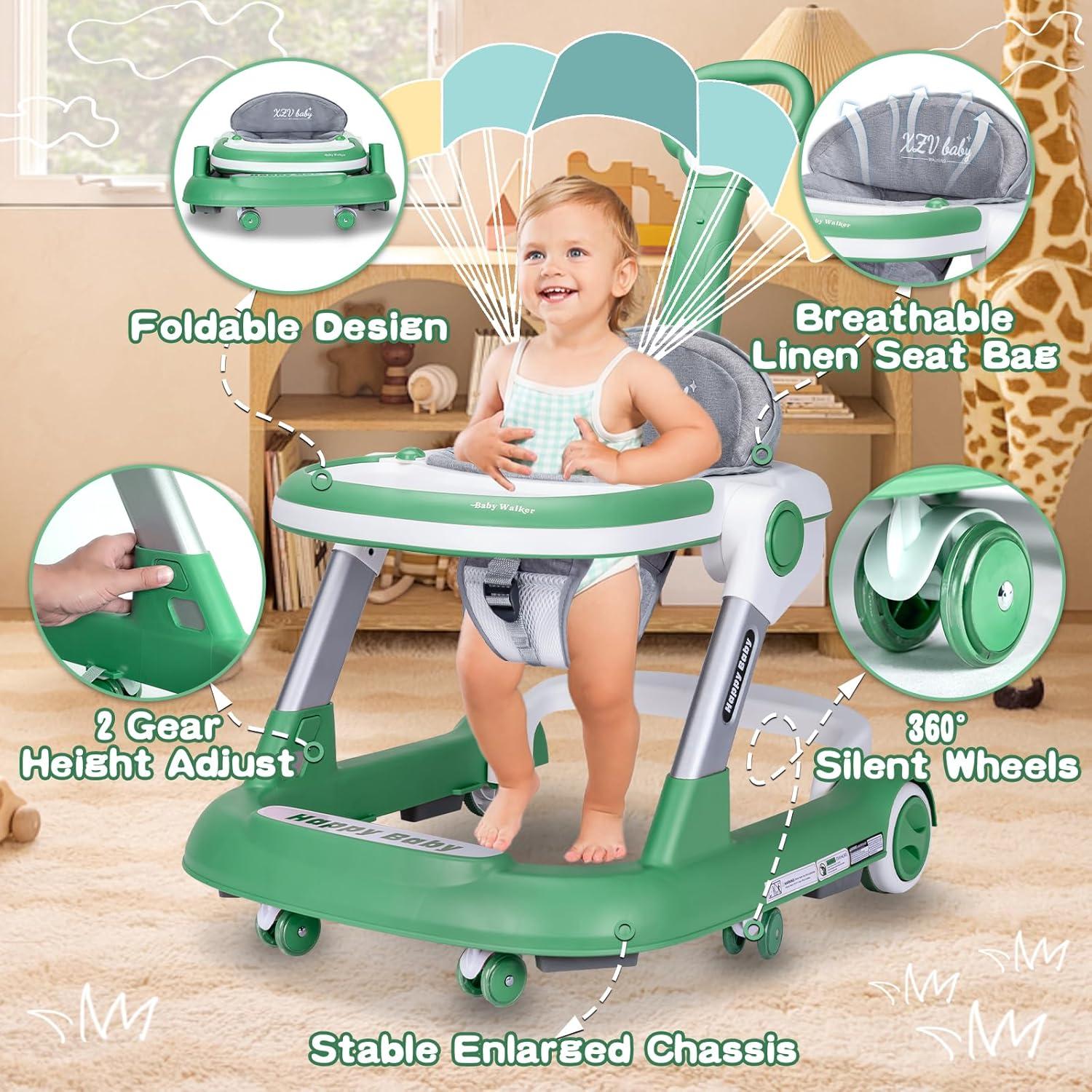 Andador Plegable 5 en 1 Deluxe Verde para Bebé 6-24 Meses