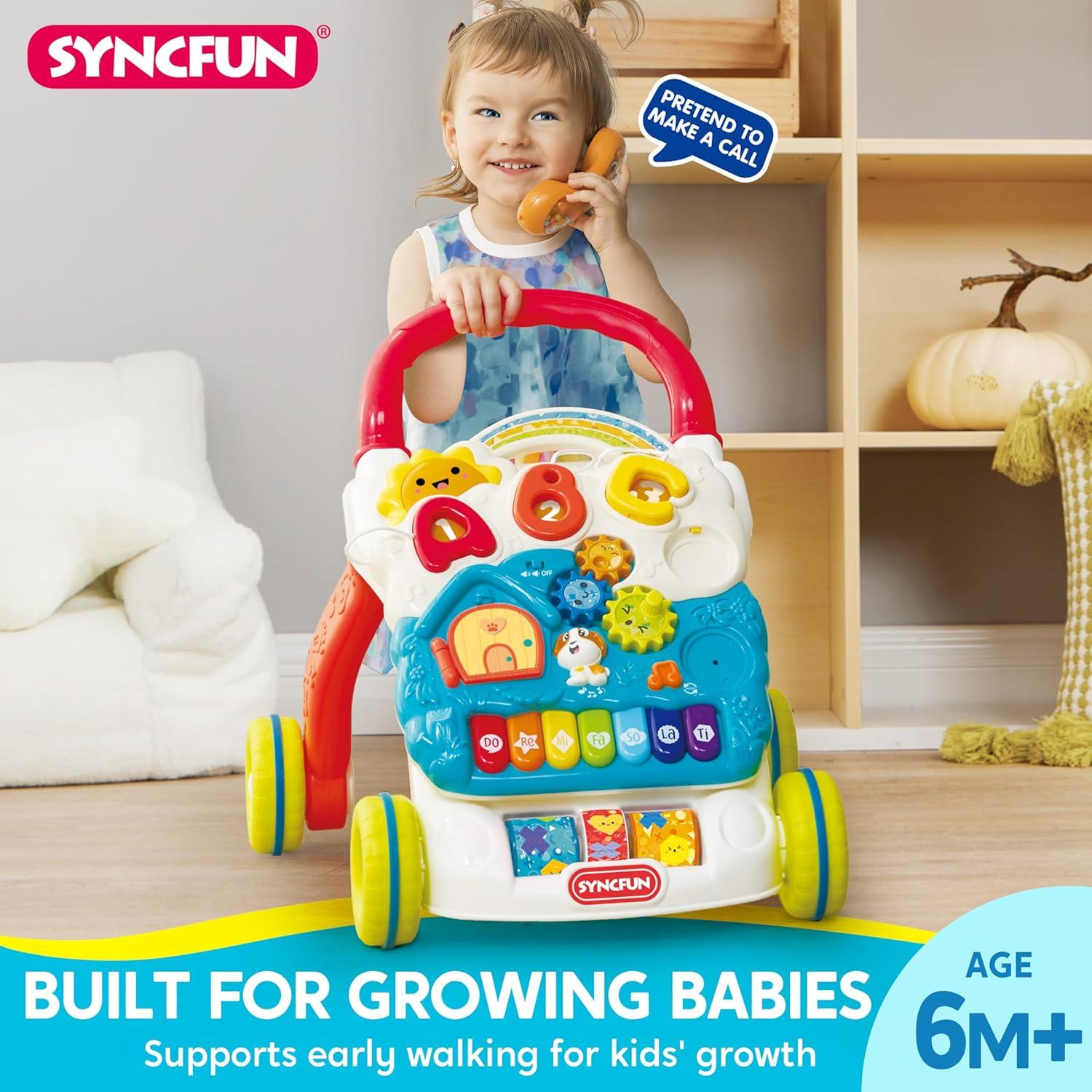 Andador de Aprendizaje SYNCFUN para Bebés 2 en 1 con Juguetes