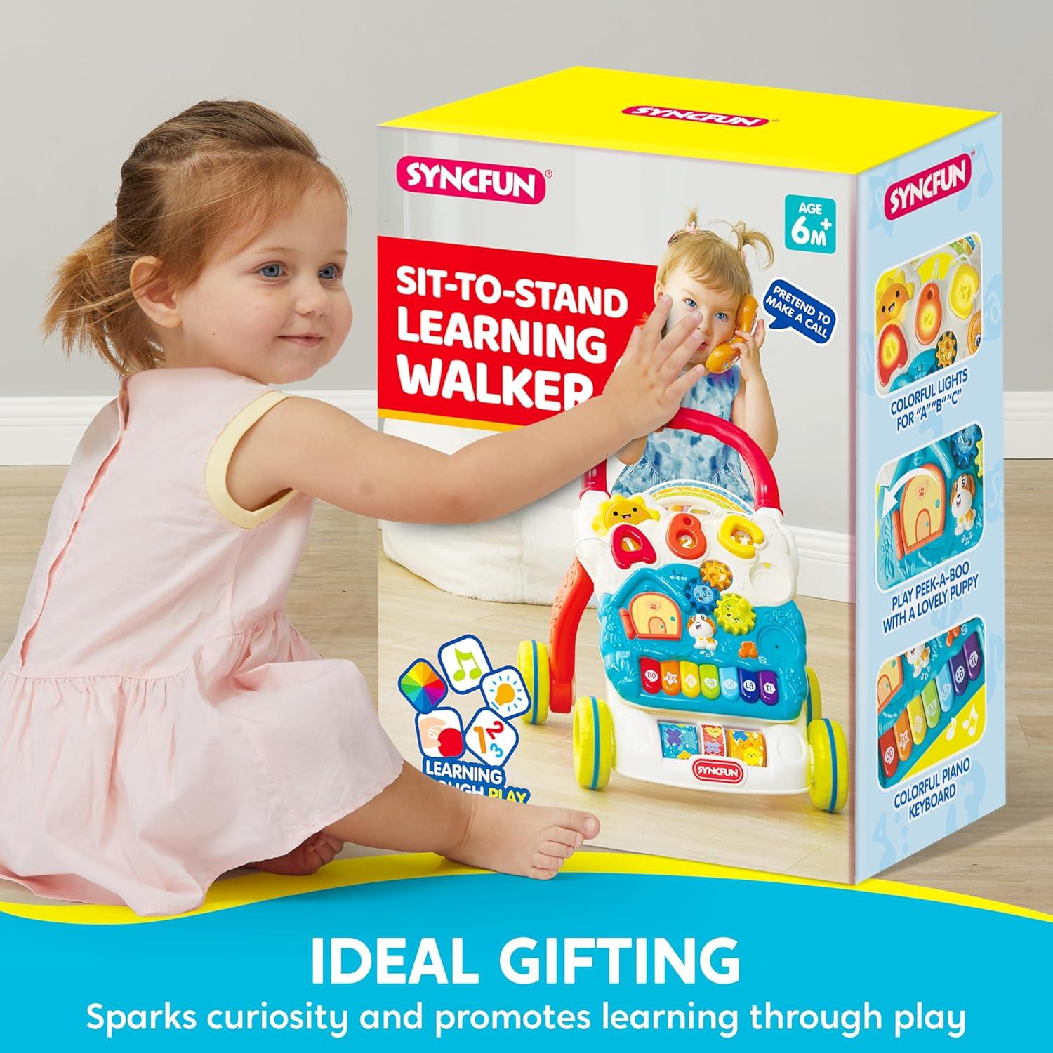 Andador de Aprendizaje SYNCFUN para Bebés 2 en 1 con Juguetes