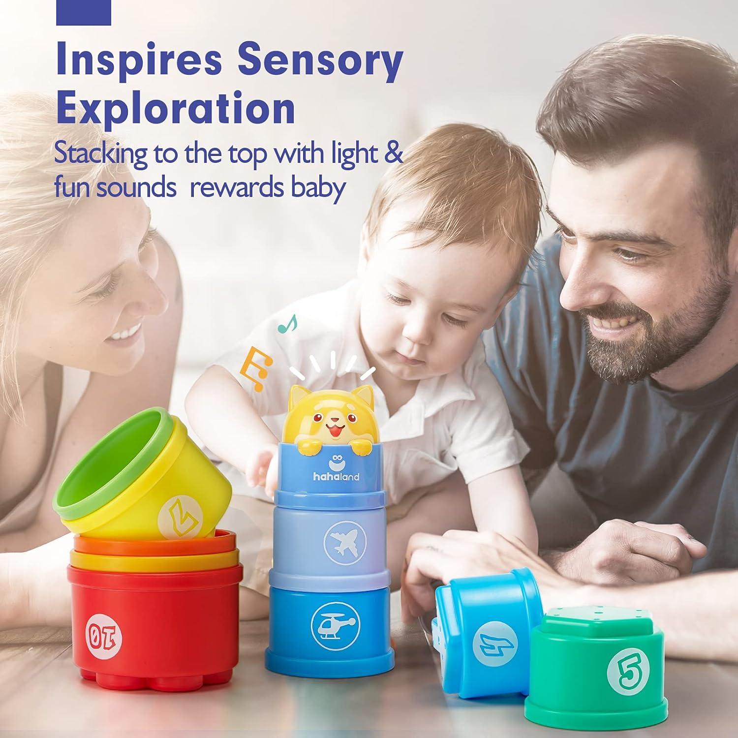 Libro Sensorial para Bebés Hahaland + 10 Tazas Apilables