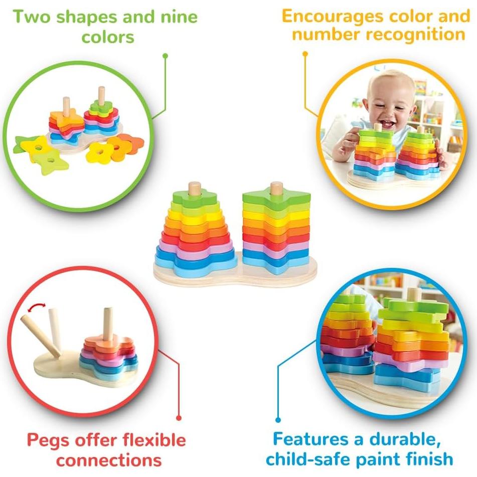 Juego de Apilamiento Doble Arcoíris Hape - Juguete Educativo 1+ Años