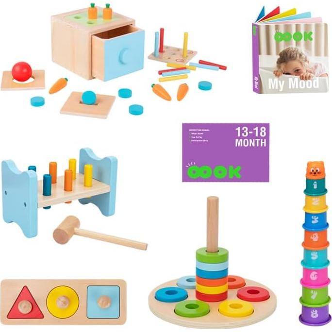 TOOKYLAND Set Educativo Montessori 6 en 1 para Niños 13-18 Meses