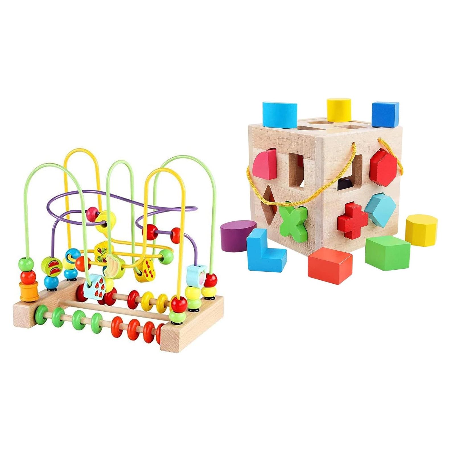 QZMTOY Juguete Educativo de Madera 19 Piezas para Niños