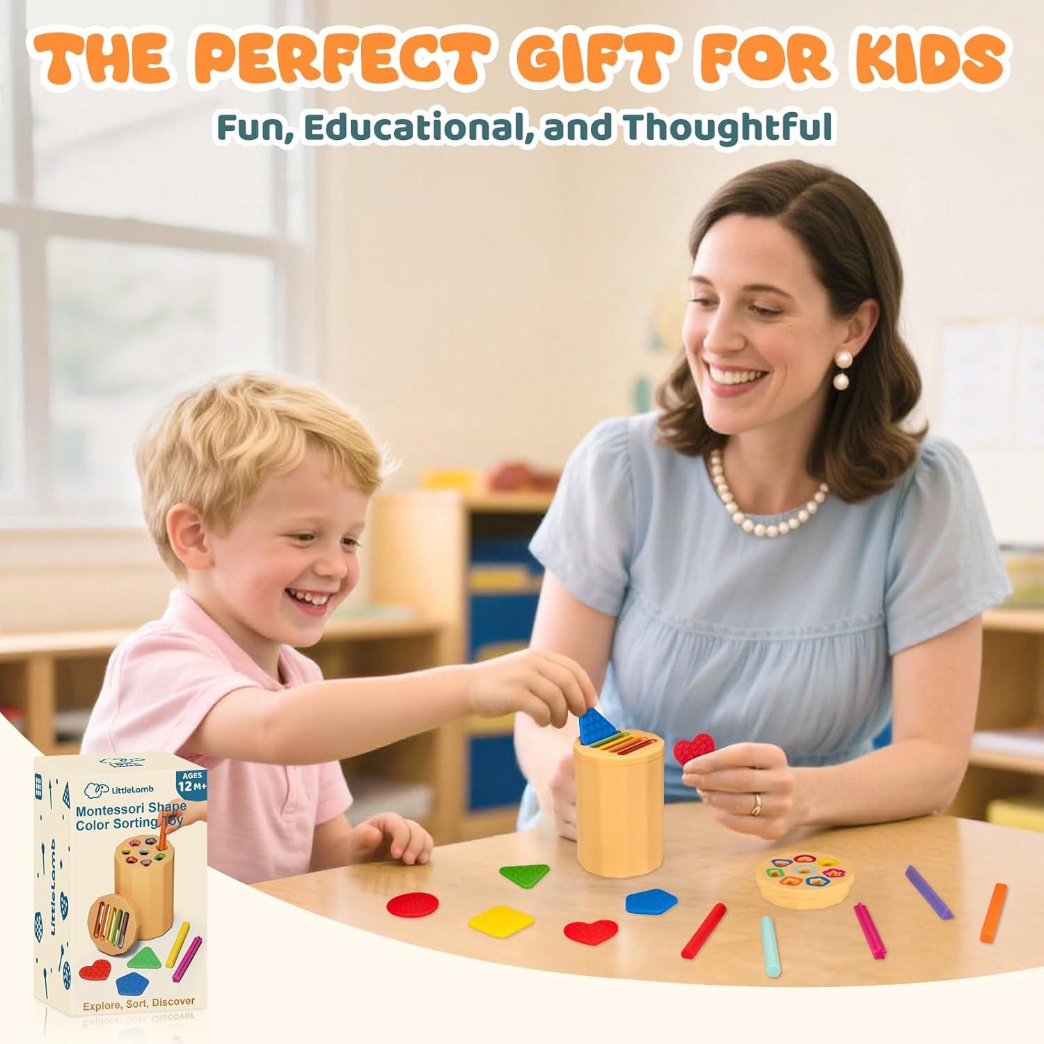 Juguete Montessori Clasificador de Formas y Colores LittleLamb