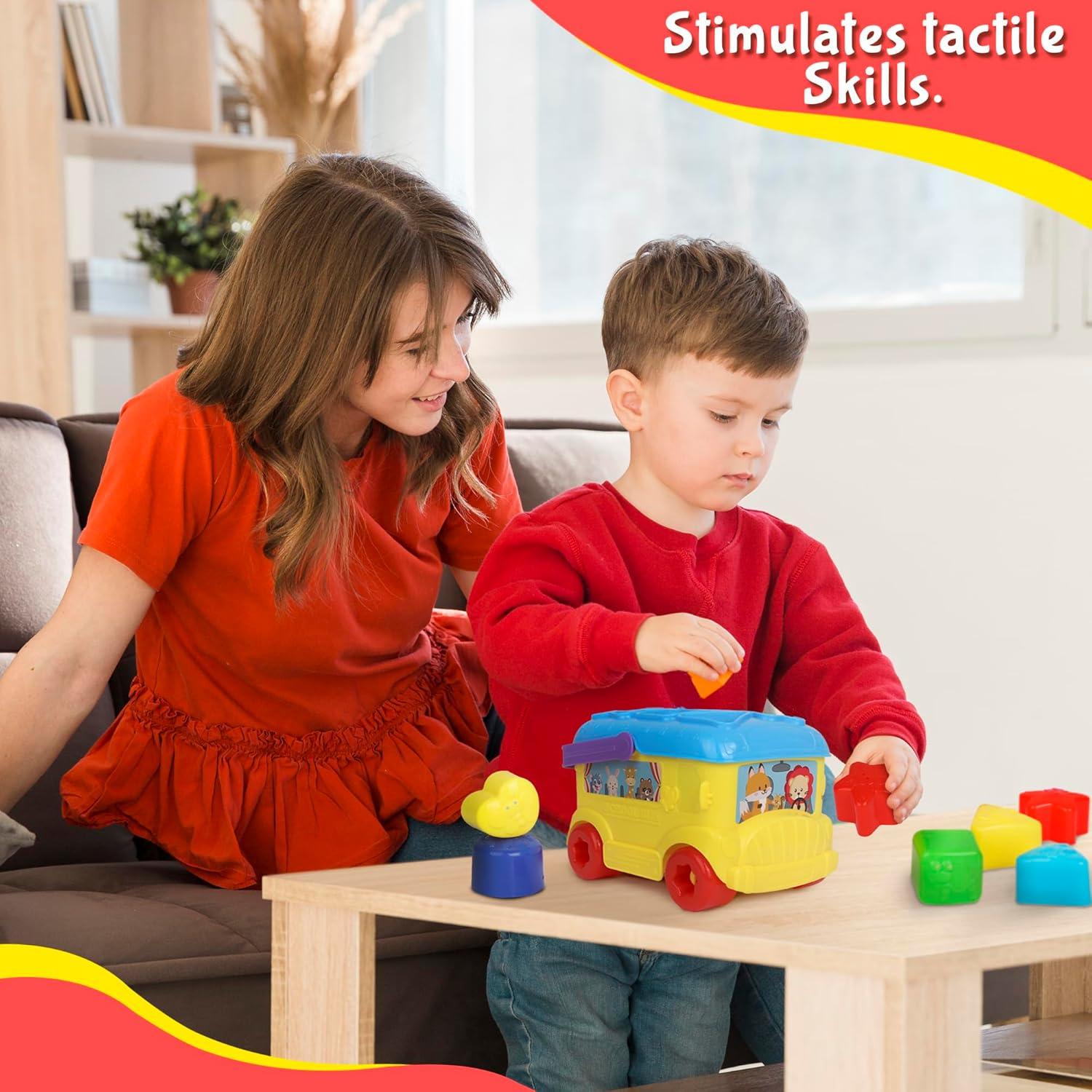 Clasificador de Formas Autobús Playkidiz 16 Bloques Coloridos