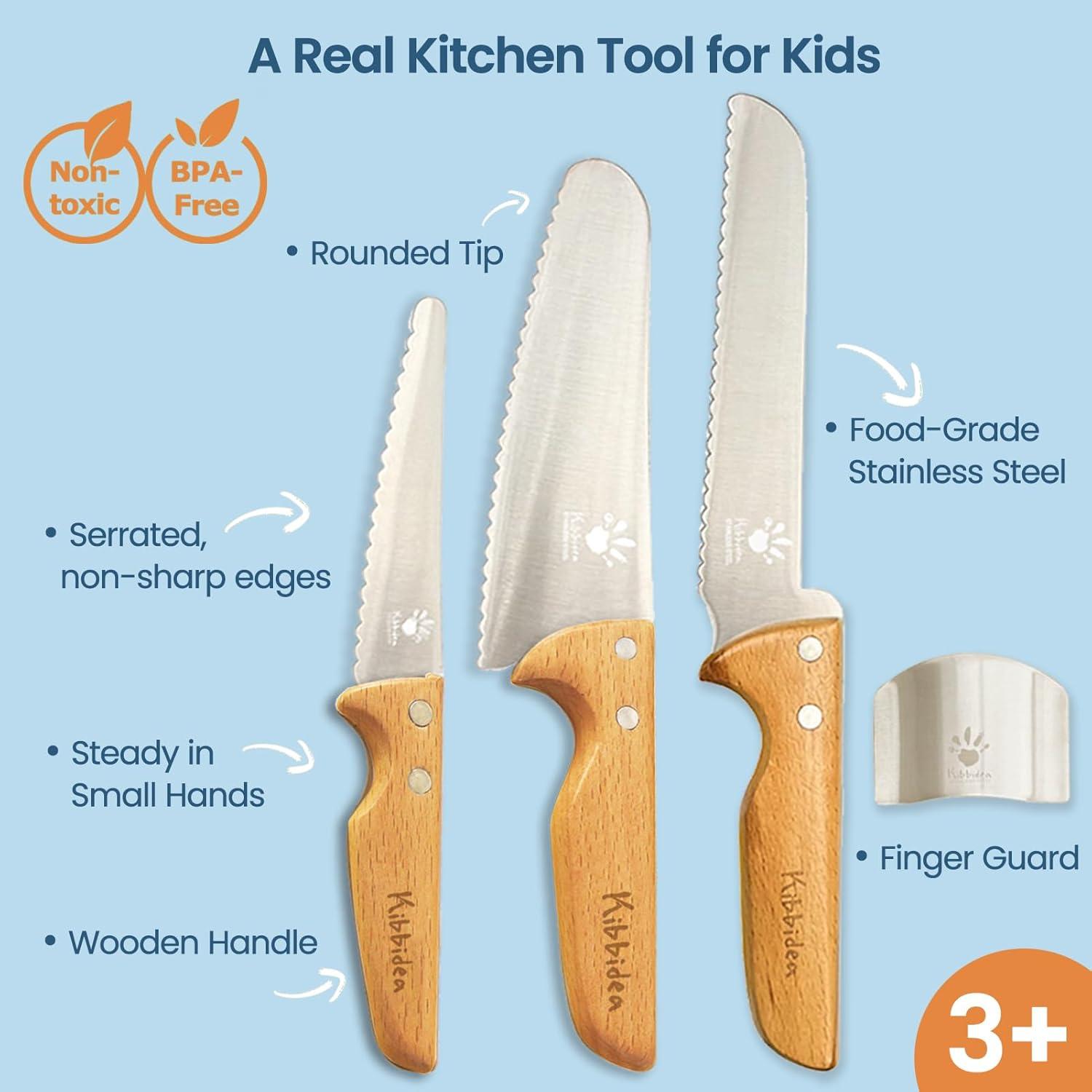 Juego de cuchillos para niños Kibbidea 4 piezas acero inoxidable