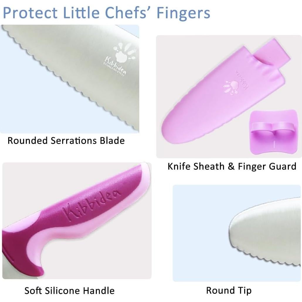 Juego de cuchillos para niños Kibbidea 4 piezas - Violeta