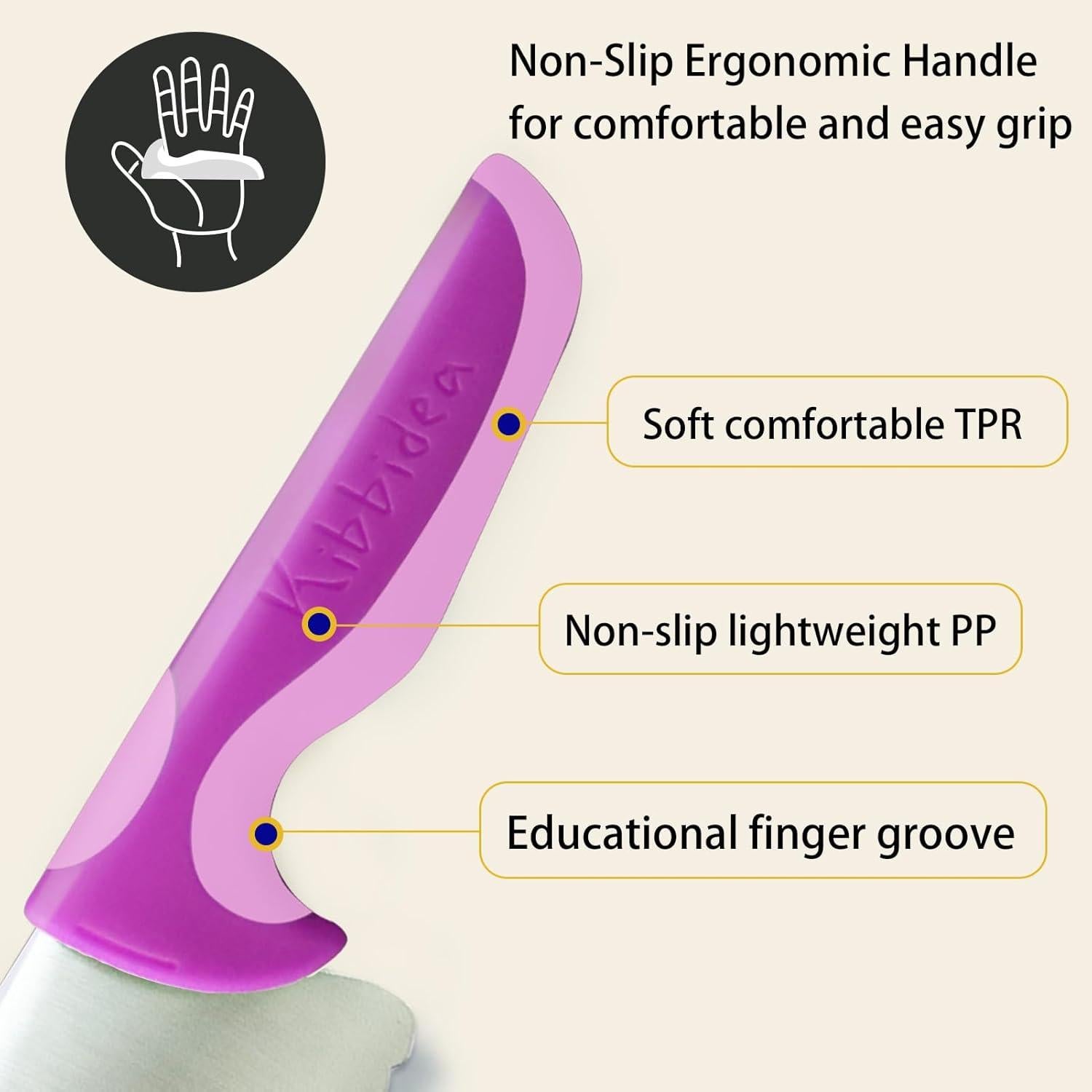 Juego de cuchillos para niños Kibbidea 4 piezas - Violeta