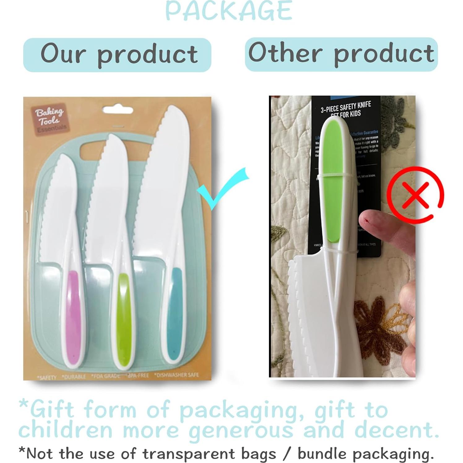 Juego de cuchillos para niños GONEJALL 4 piezas con tabla