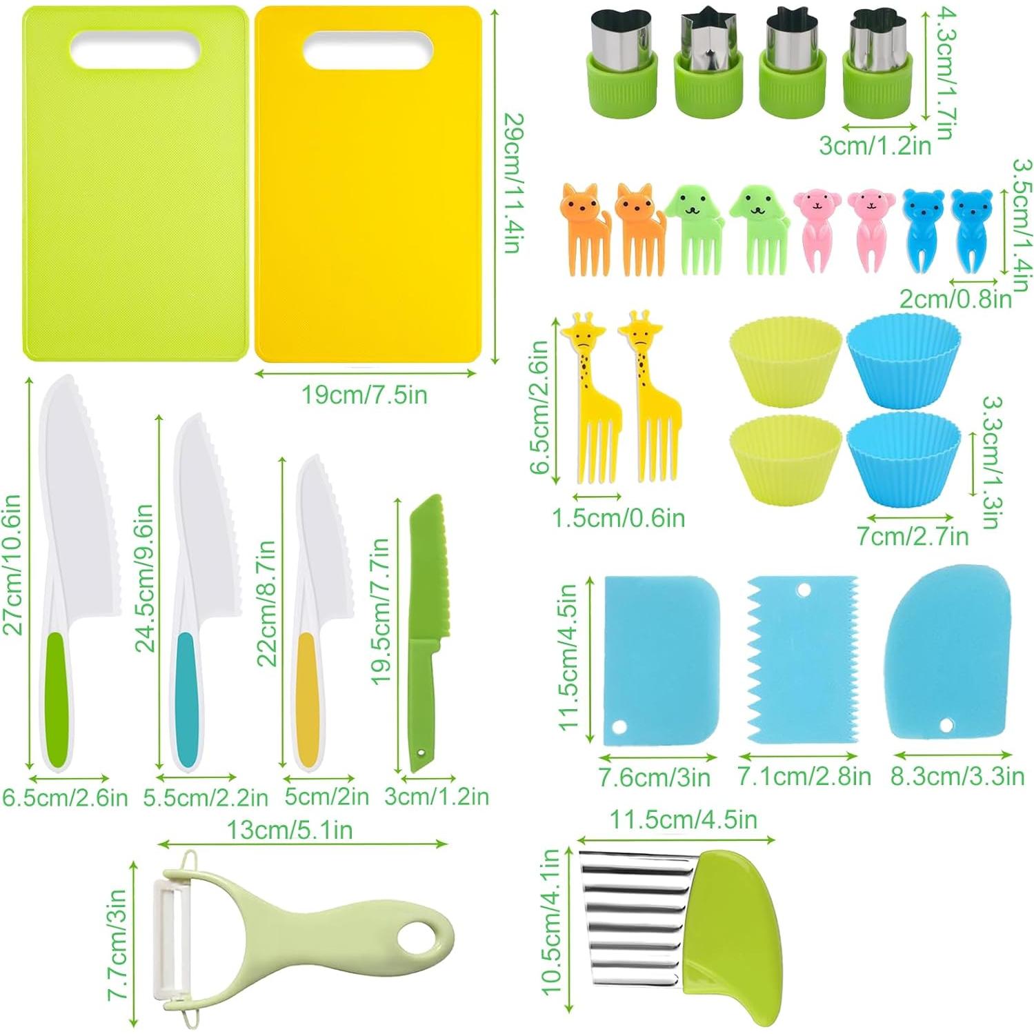 Juego de Cuchillos para Niños ONEINHE 29 Piezas Seguro y Educativo