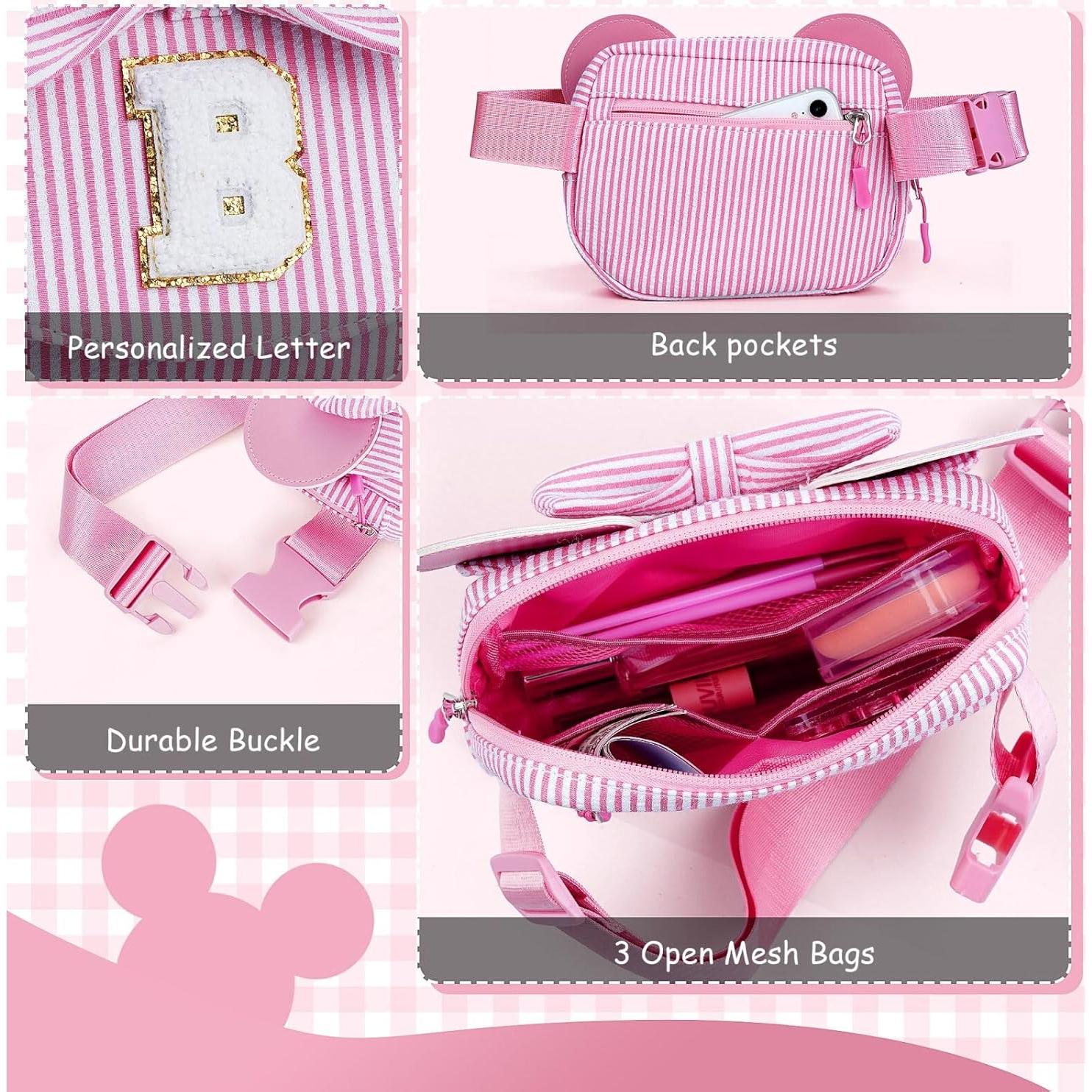 Bolsa de Cintura Rosa para Niñas con Iniciales Personalizadas