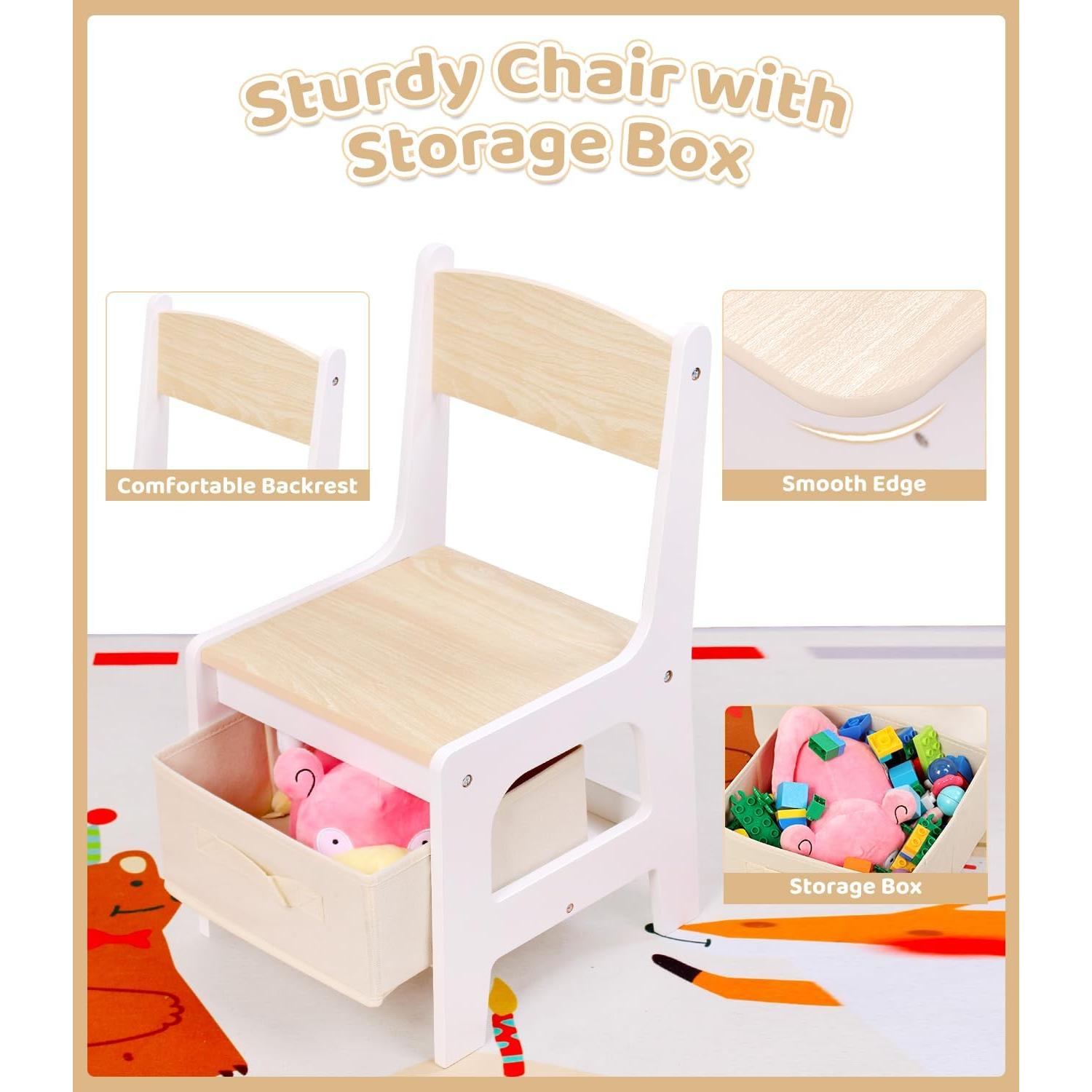 Conjunto Mesa y 2 Sillas para Niños Relquorax Natural 80x48 cm