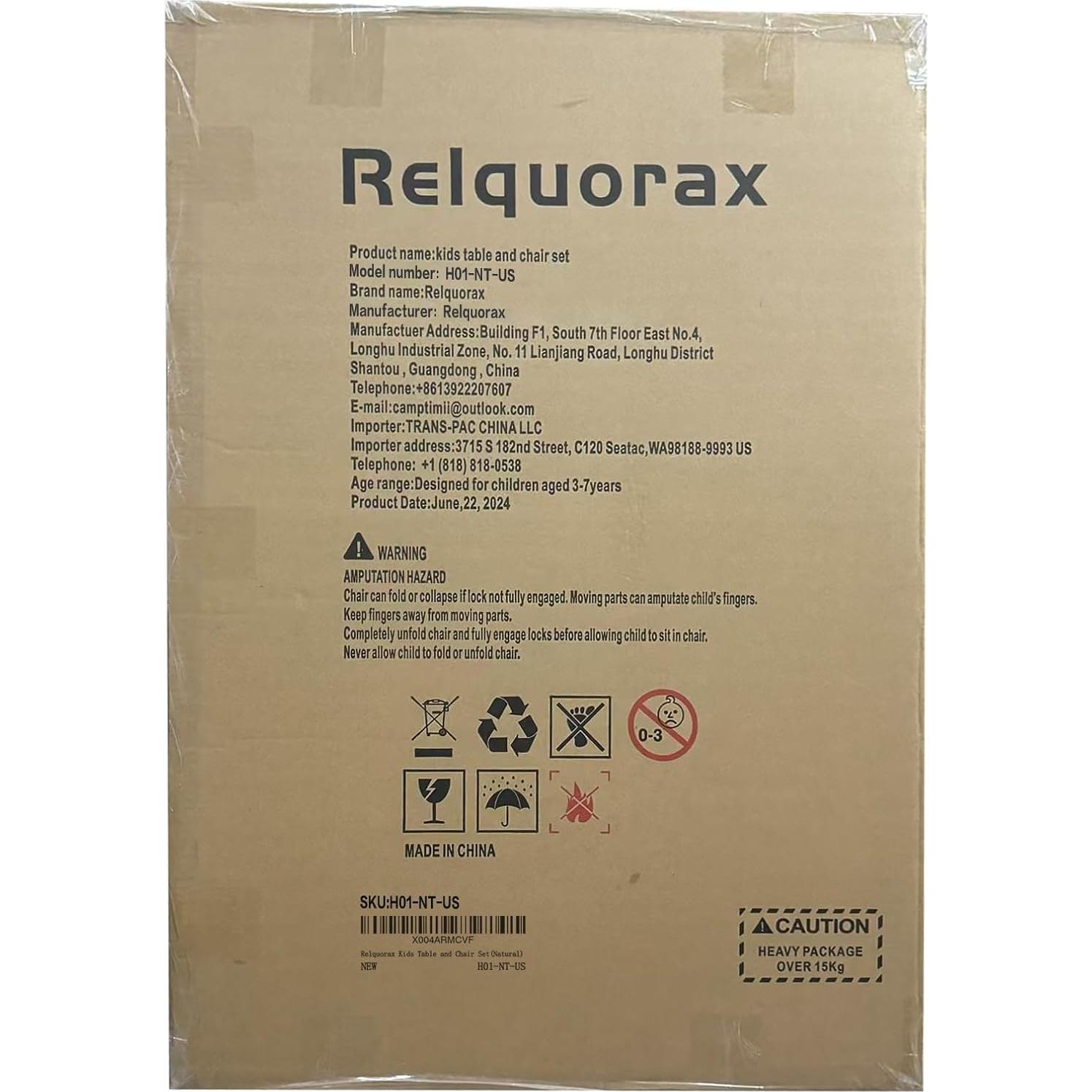 Conjunto Mesa y 2 Sillas para Niños Relquorax Natural 80x48 cm