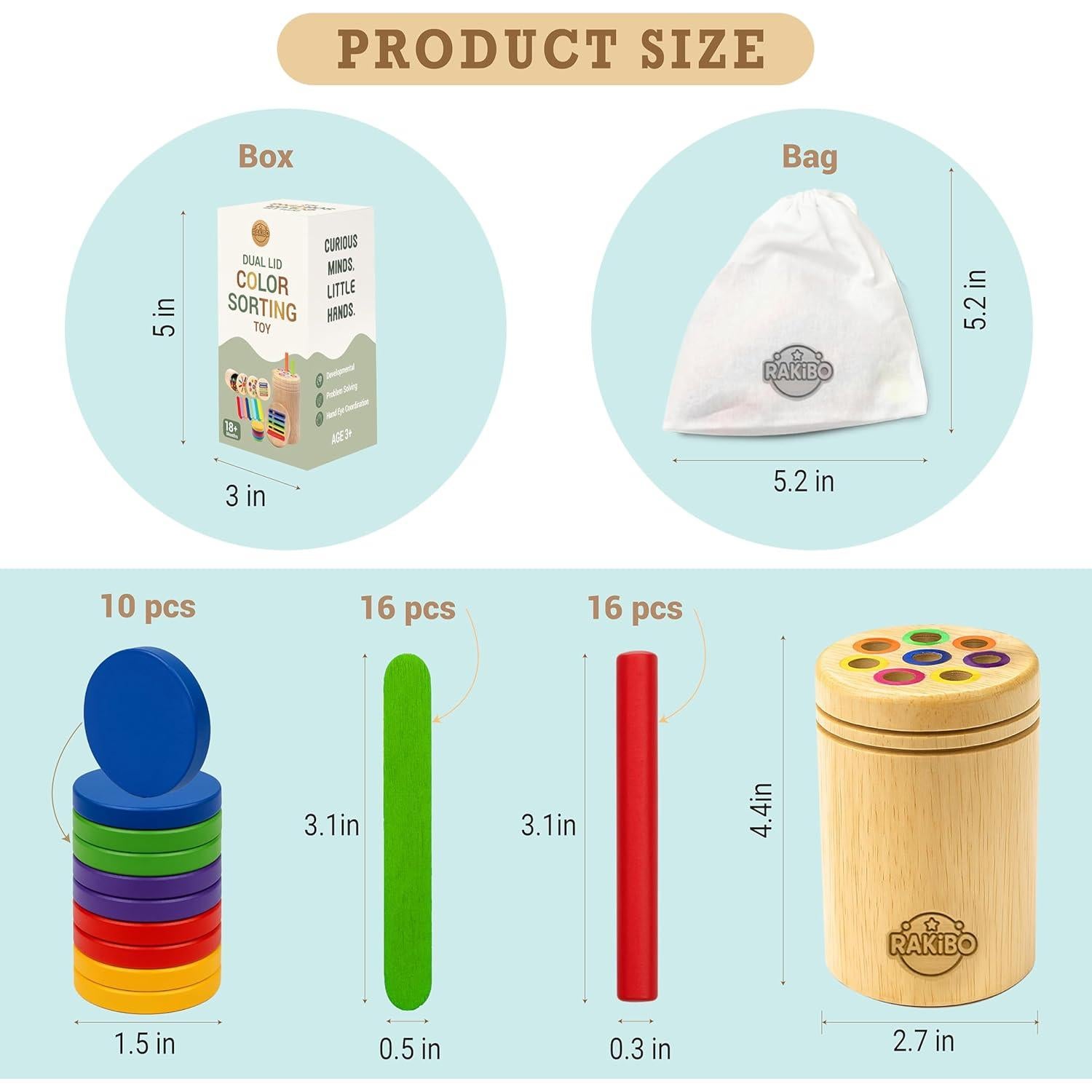 Juguete de Clasificación de Colores Rakibo - Montessori 1-5 Años