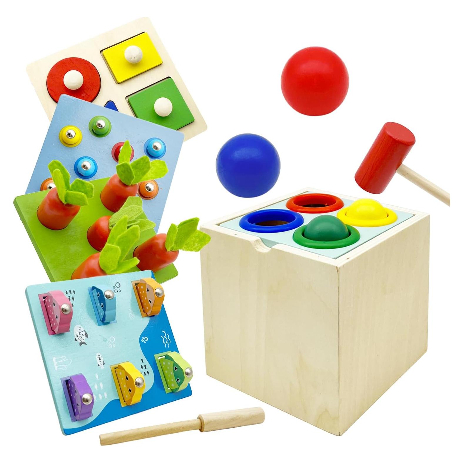 Juguetes Montessori de Madera Merero 5 en 1 para Niños 1-3 Años