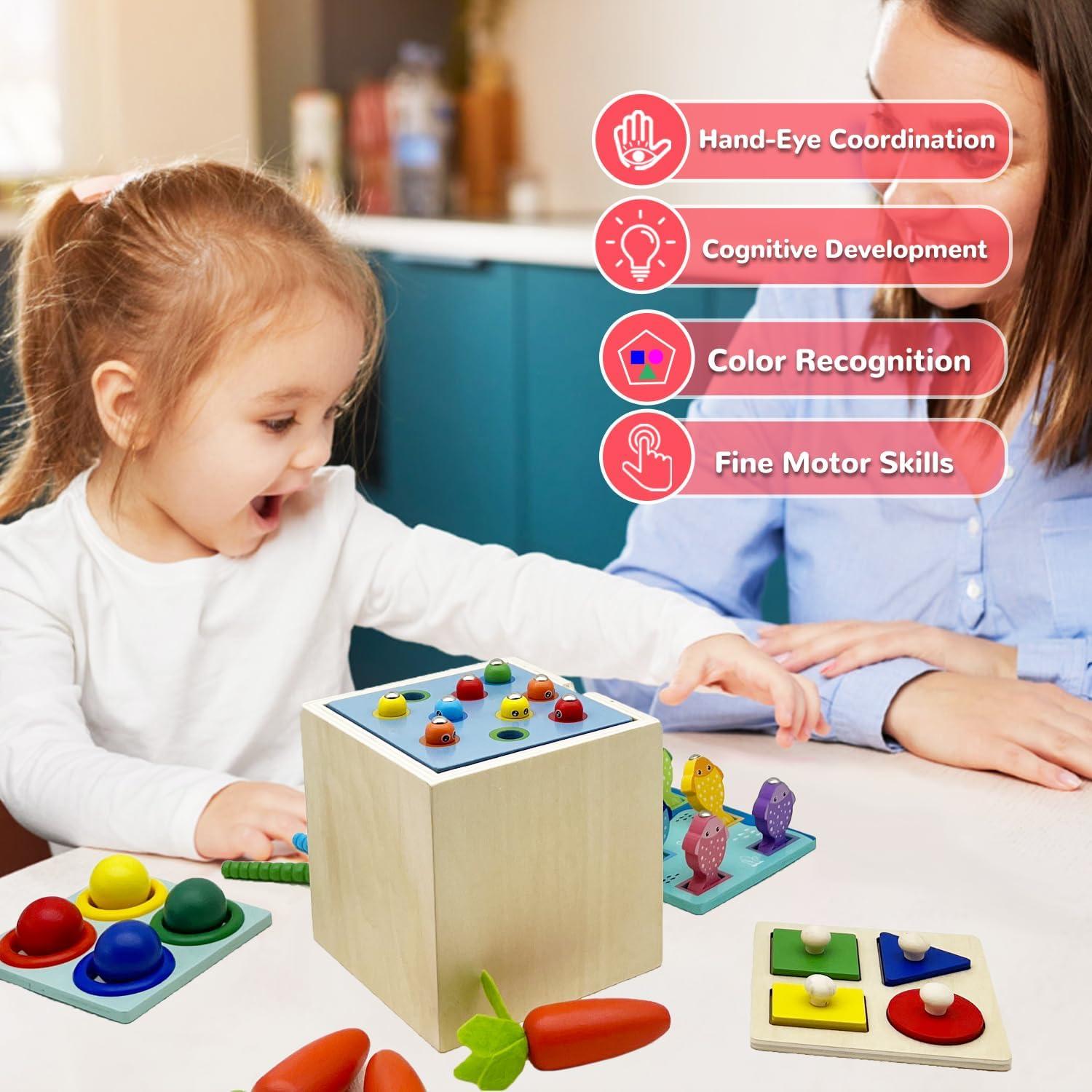 Juguetes Montessori de Madera Merero 5 en 1 para Niños 1-3 Años