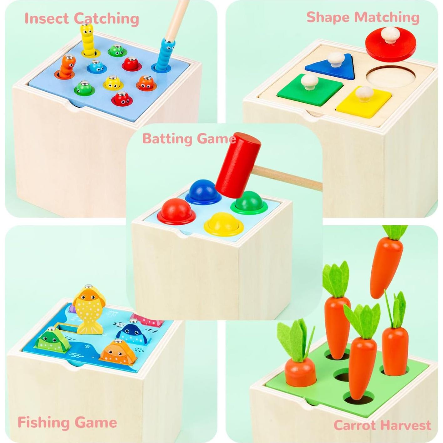 Juguetes Montessori de Madera Merero 5 en 1 para Niños 1-3 Años