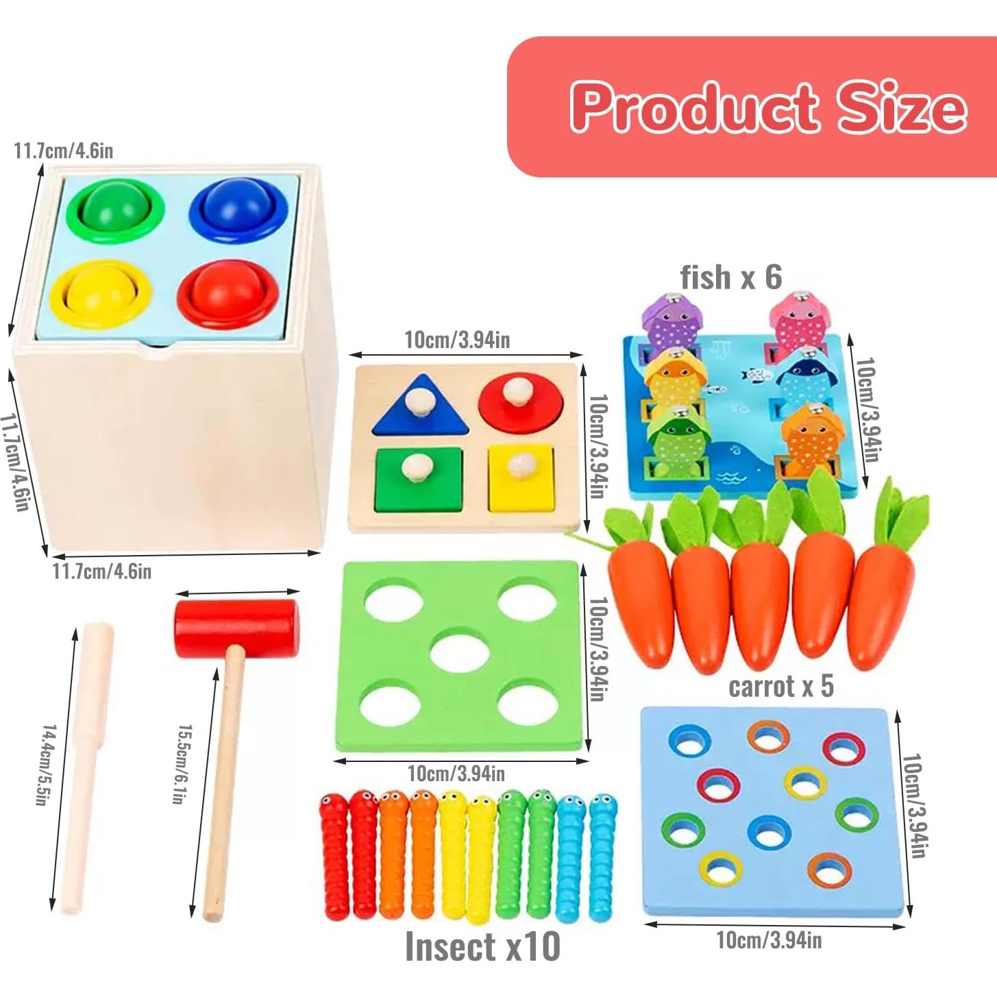 Juguetes Montessori de Madera Merero 5 en 1 para Niños 1-3 Años